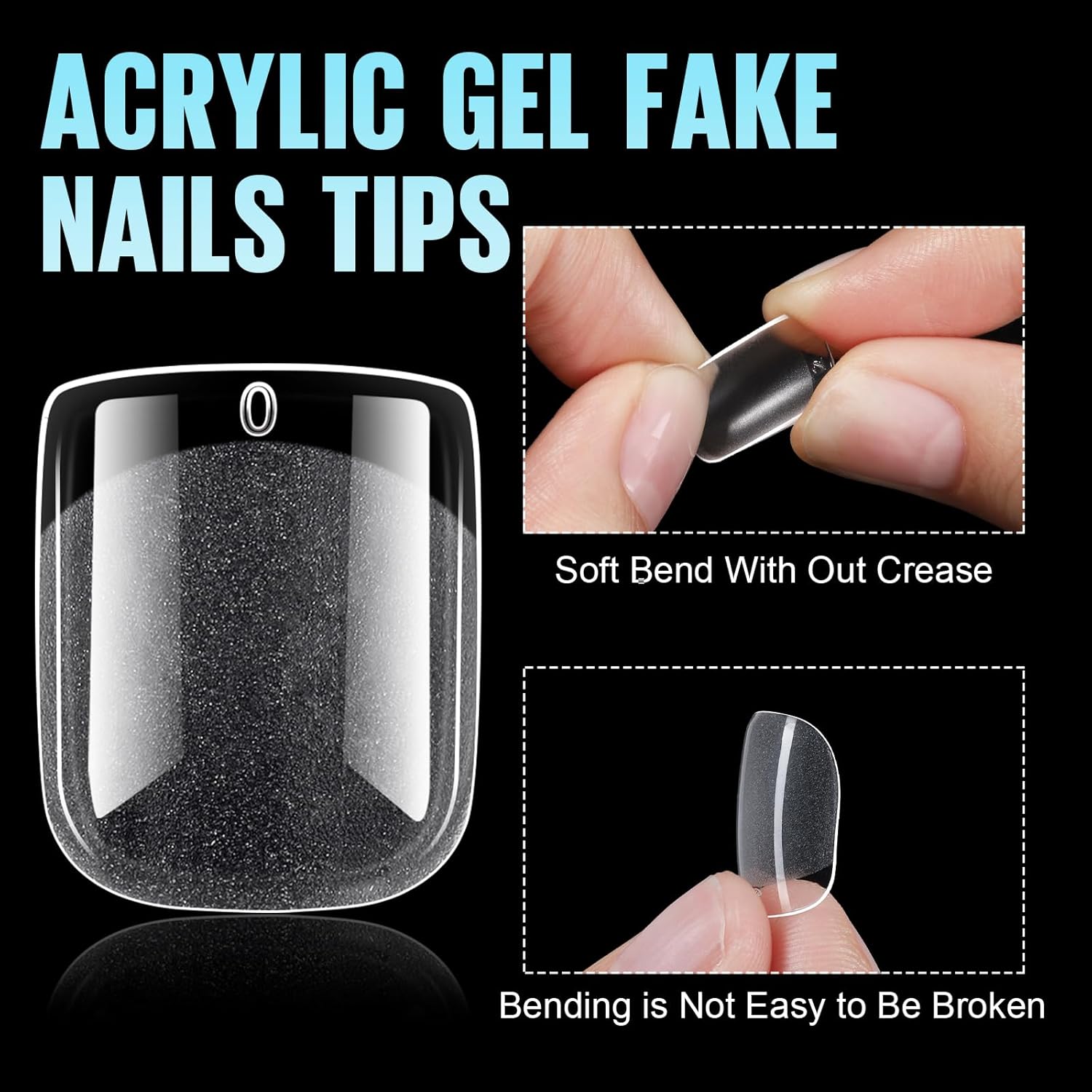 TOMICCA Short Nail Tips Extra Short Square Nail Tips, 192Pcs Fake Nails 12 Sizes Acrylic Clear Nails for Beginner and Professional DIY Gel Nails Salon - Image 3