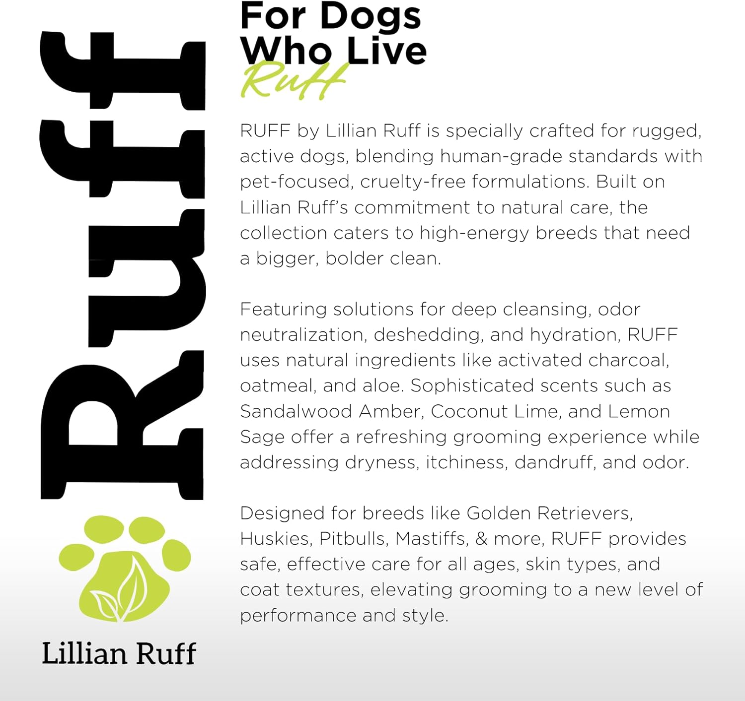 Ruff by Lillian Ruff Deshedding Dog Shampoo | Coconut Lime | Vitamin E, Omega-3, Aloe & Coconut Oil | Relieves Shedding, Itching & Hot Spots | Moisturizing & Deodorizing | Safe for Puppies | USA Made - Image 6