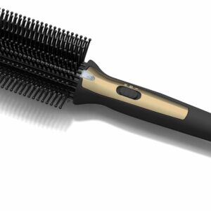 Tru Beauty 2-in-1 Hot Styling Brush, Ionic Tourmaline Barrel, 2 Heat Settings, Swivel Cord - Black/Gold