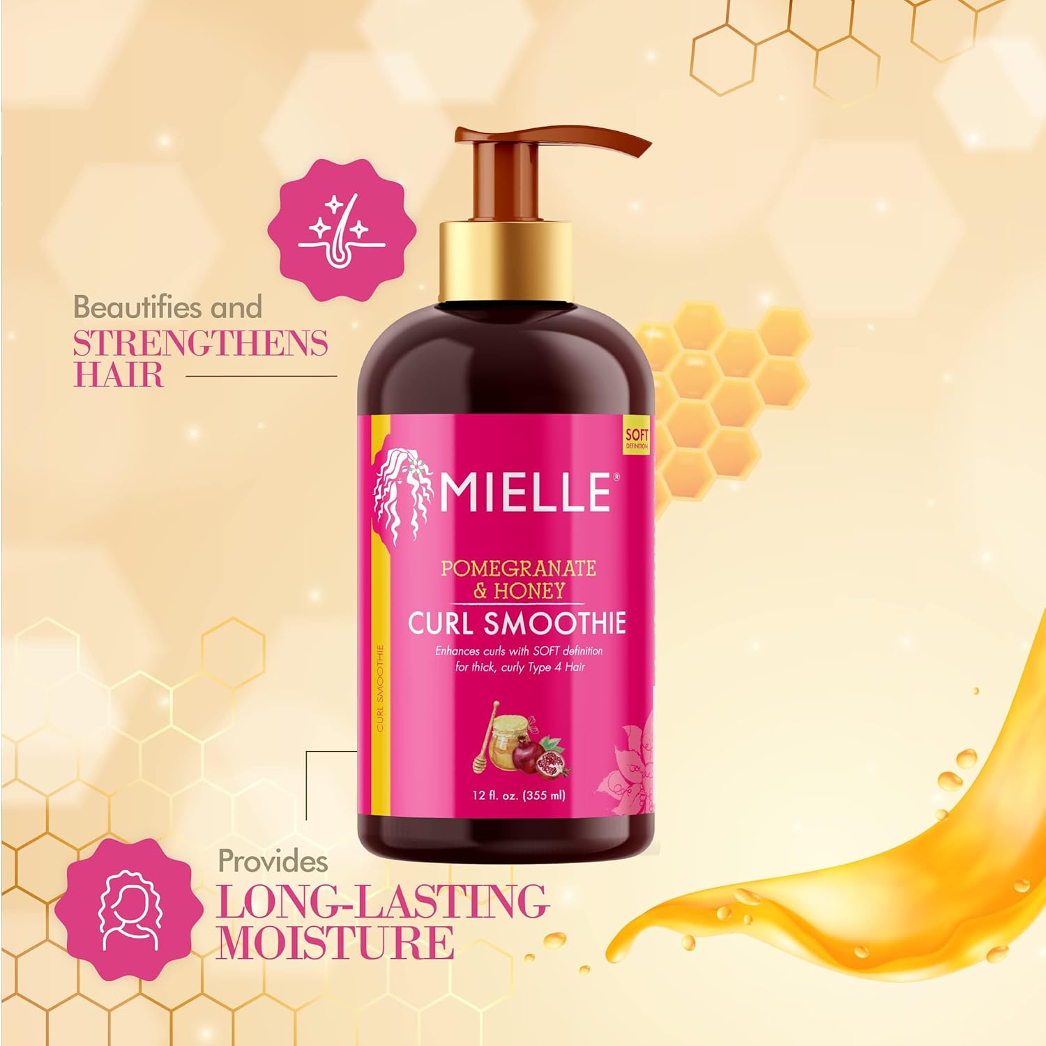 Mielle Organics Curl Smoothie with Pomegranate, Moisturizing Curl Cream for Thick Type 4 Curly Hair, 12 Ounces - Image 5