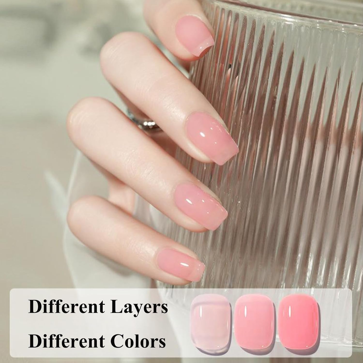 Air Dry Clear Pink Nail Polish - Jelly Gel Polish for Long Lasting DIY Manicure, 12ML - Image 6