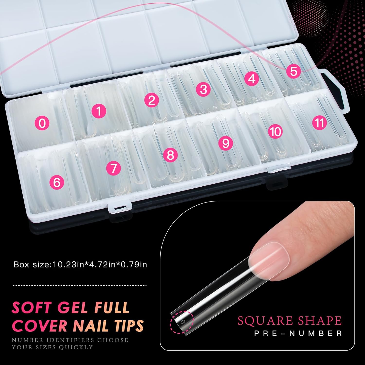 Ranrose Extra Long Nail Tips,240PCS XXXL Square Acrylic Tips Full Cover Clear Straight Tapered - Image 8