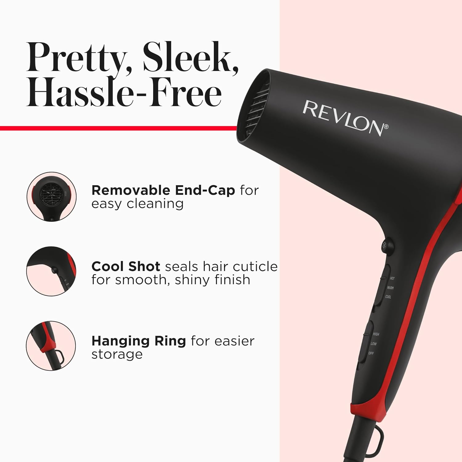 REVLON SmoothStay Coconut Oil Infused Hair Dryer with Diffuser, Blow Dryer with Diffuser and Concentrator Attachment, for Shinier, Smoother, Salon-Quality Hair - Image 7