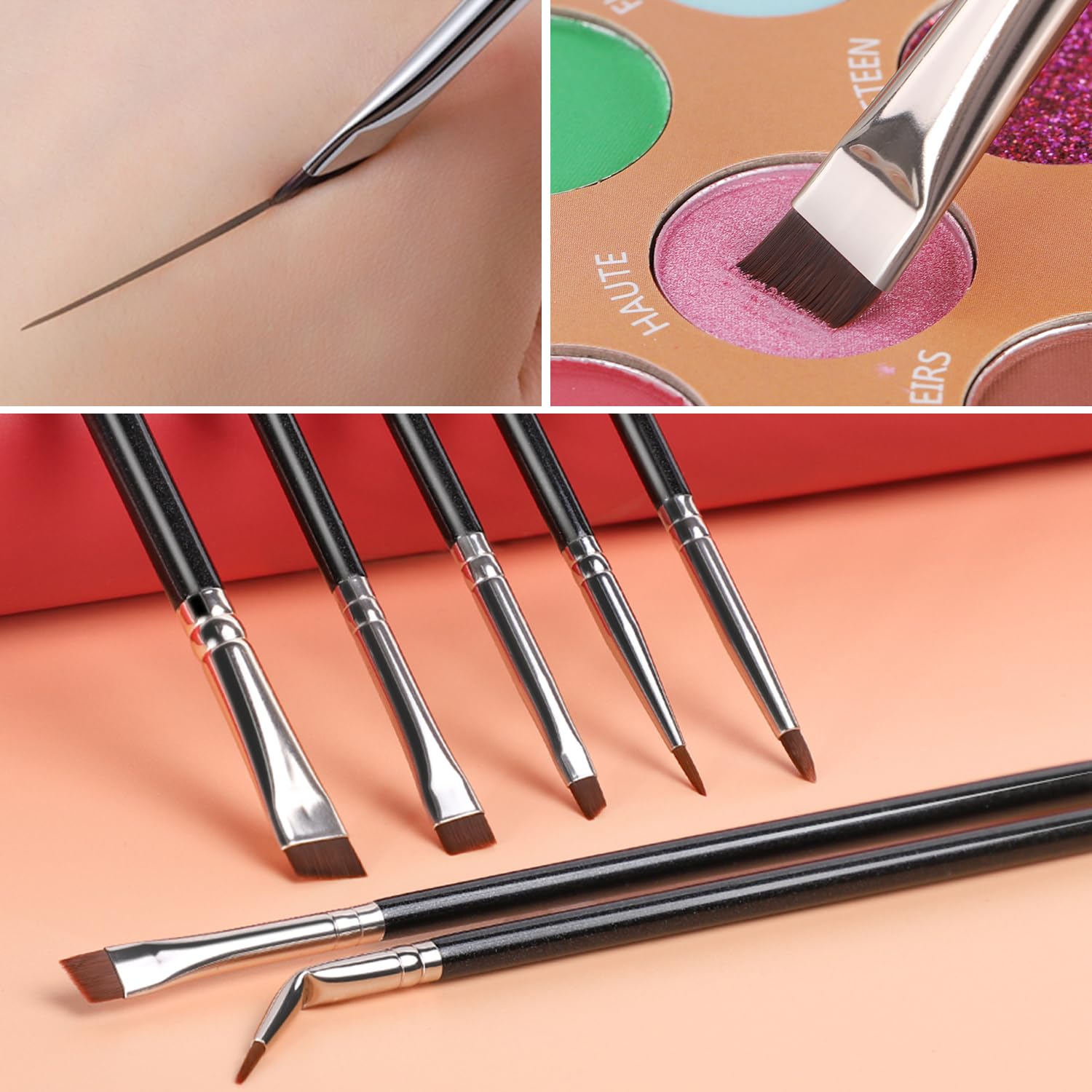 KINGMAS 7pcs Eyeliner Brush Set, Angled Flat Gel Eye Liner Makeup Brushes, Ultra Thin Liner Brush, Fine Point Eyeliner Brushes for Women Girls - Image 5