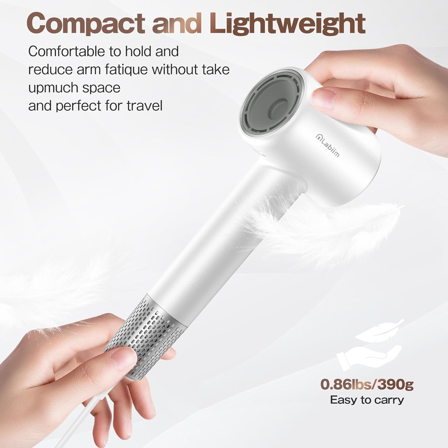 Hair Dryer, High-Speed Ionic Low Noise Blow Dryer with Brushless Motor for Fast Drying, Thermo-Control Quiet Compact Hair Blow Dryer, Hairdryer with 1 Nozzle Attachments for Home Salon Travel - Image 7