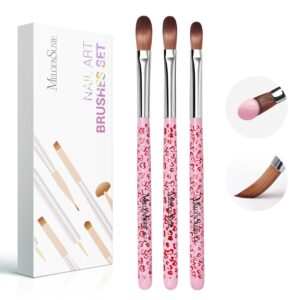 MelodySusie 3-Piece Acrylic Nail Brush Set - Sizes 8/10/14, Professional Nail Art Tool for Acrylic Application, Powder, Extension & 3D Carving - Pink