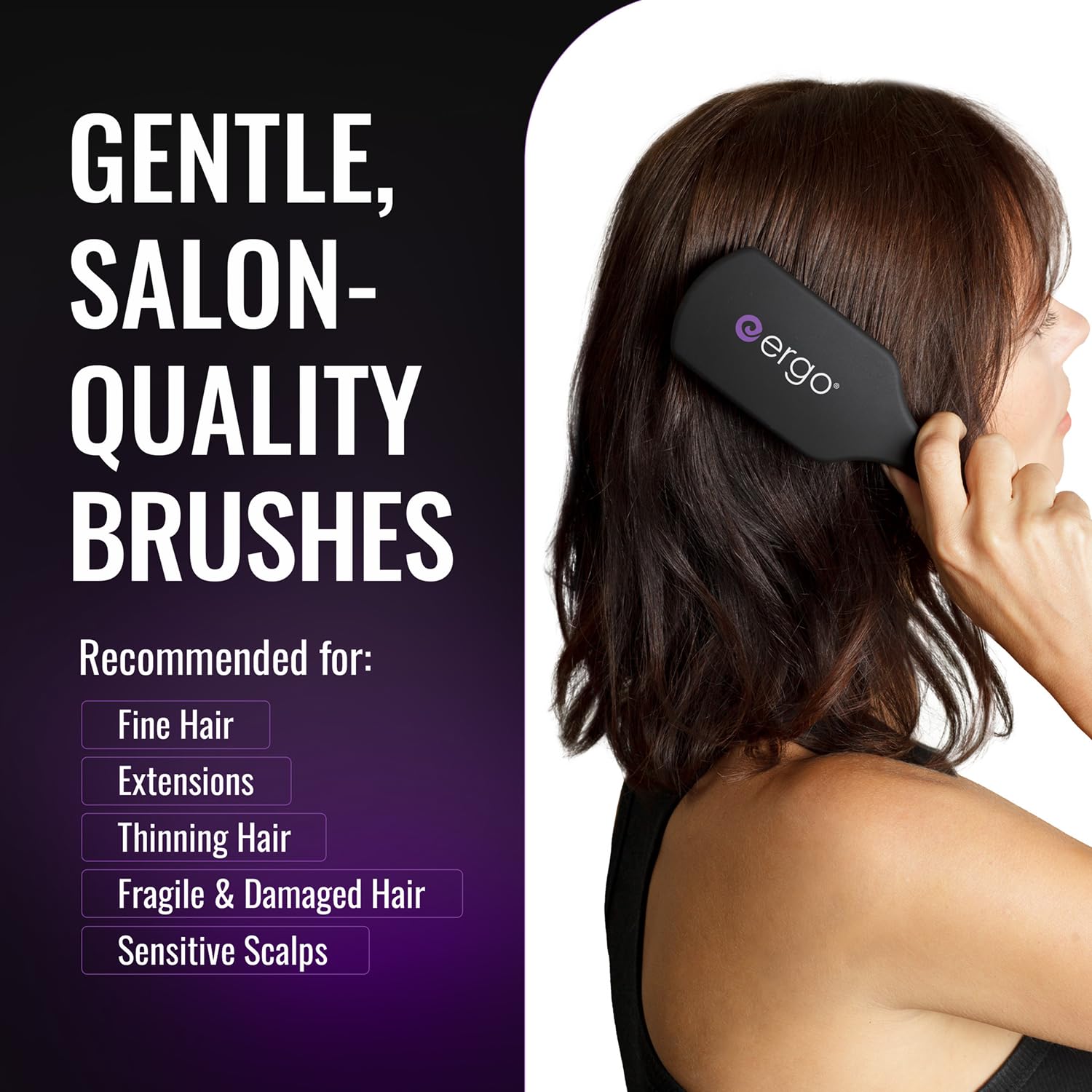 Ergo Super Gentle Mini Paddle Brush for Blow Drying - Hair Brushes for Women with Thick or Thin Hair - Dual Hairbrush for Women - Detangler Hair Brush - Gently Detangles Curly or Wet Hair - ERG750 - Image 2