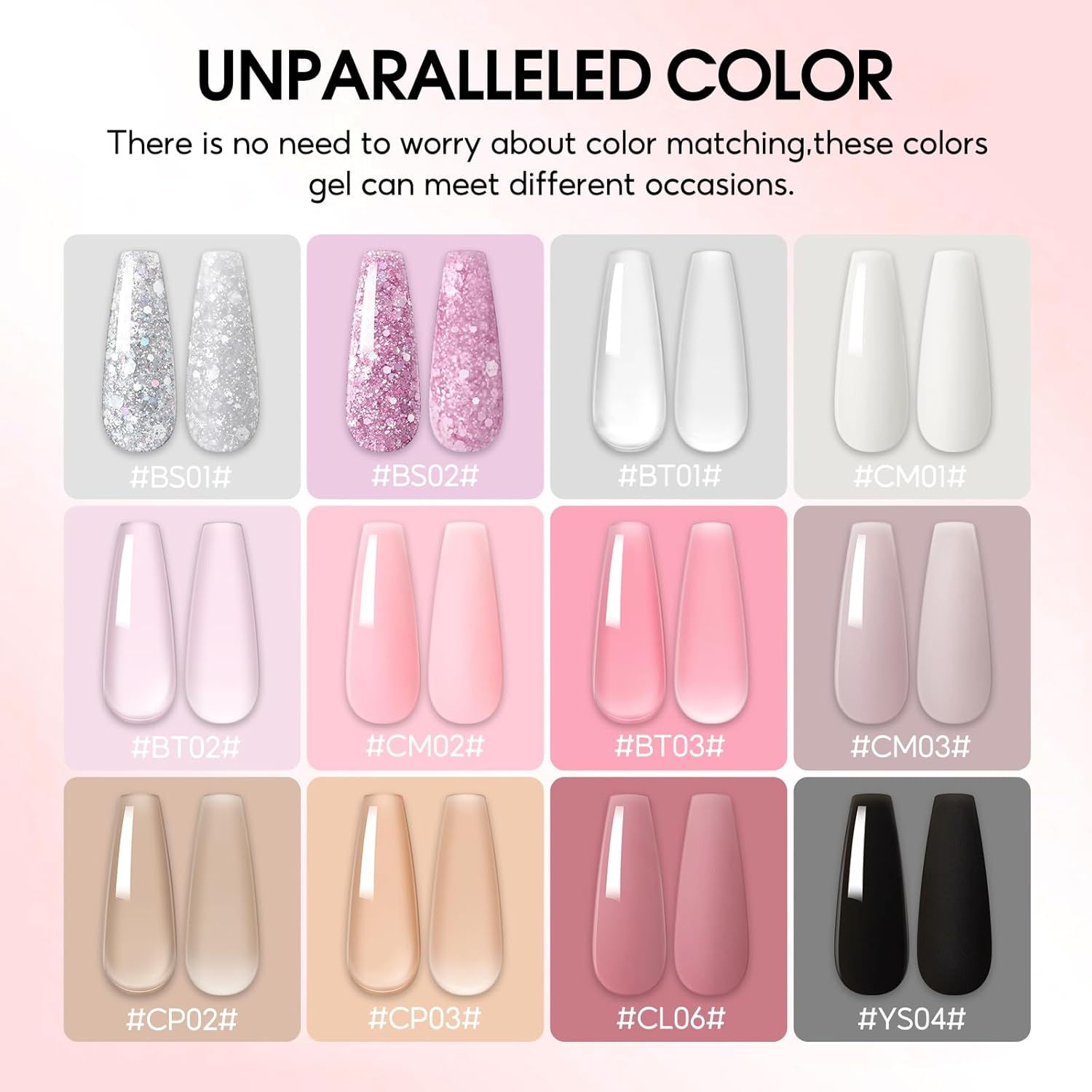 COSCELIA 41pc Poly Nail Gel Kit Starter Kit16ML 12 Colors Nail Extension Gel Kit with Lamp Light for Beginners with Everything Nail Thickening Solutions Gifts for Women - Image 6