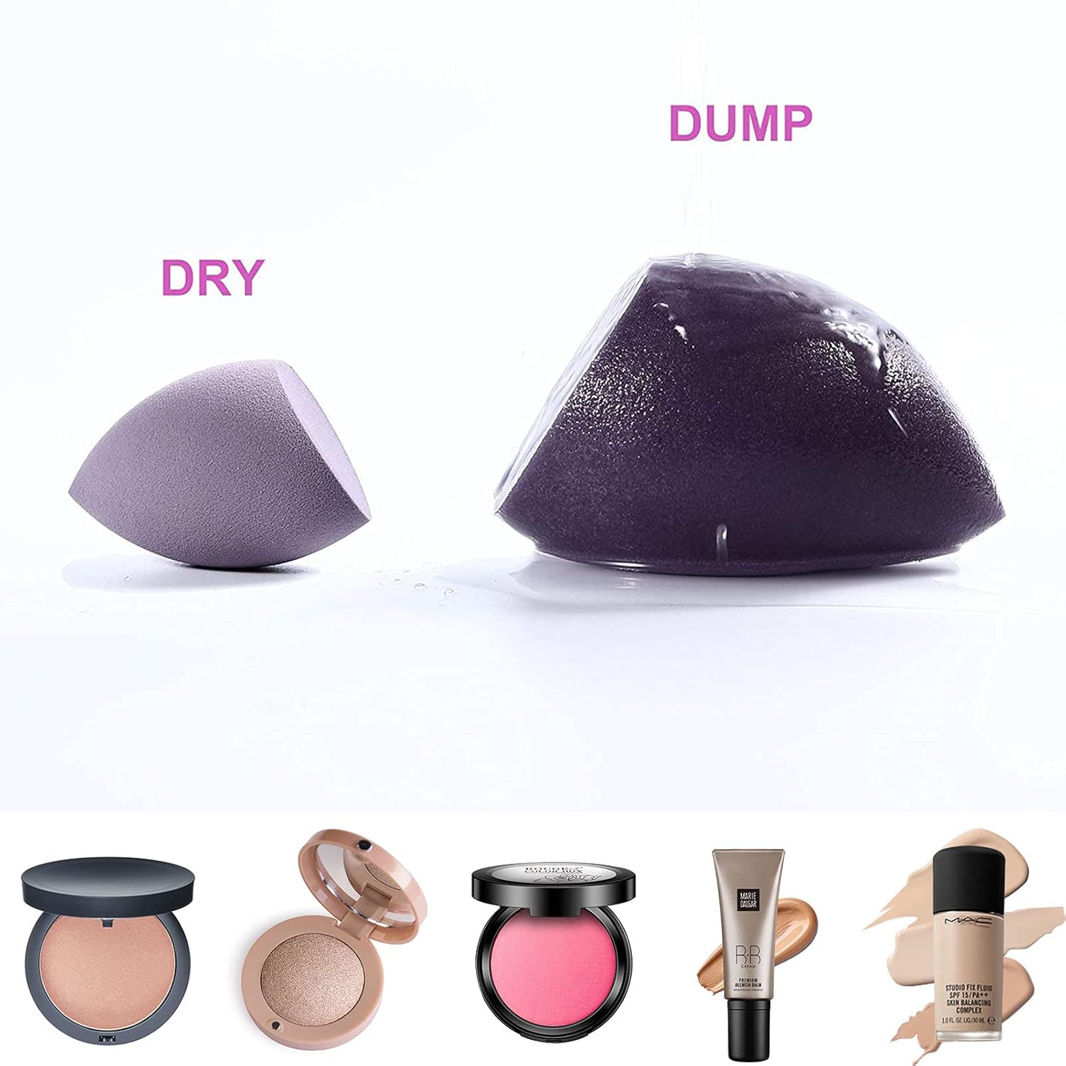 XMOSNZ Makeup Brushes 15pcs Make up Brushes Crystal Handle Highlighter Makeup Foundation Makeup Make Up Brush Sets Eyebrow Brush Professional with 4 Makeup Sponge - Image 7