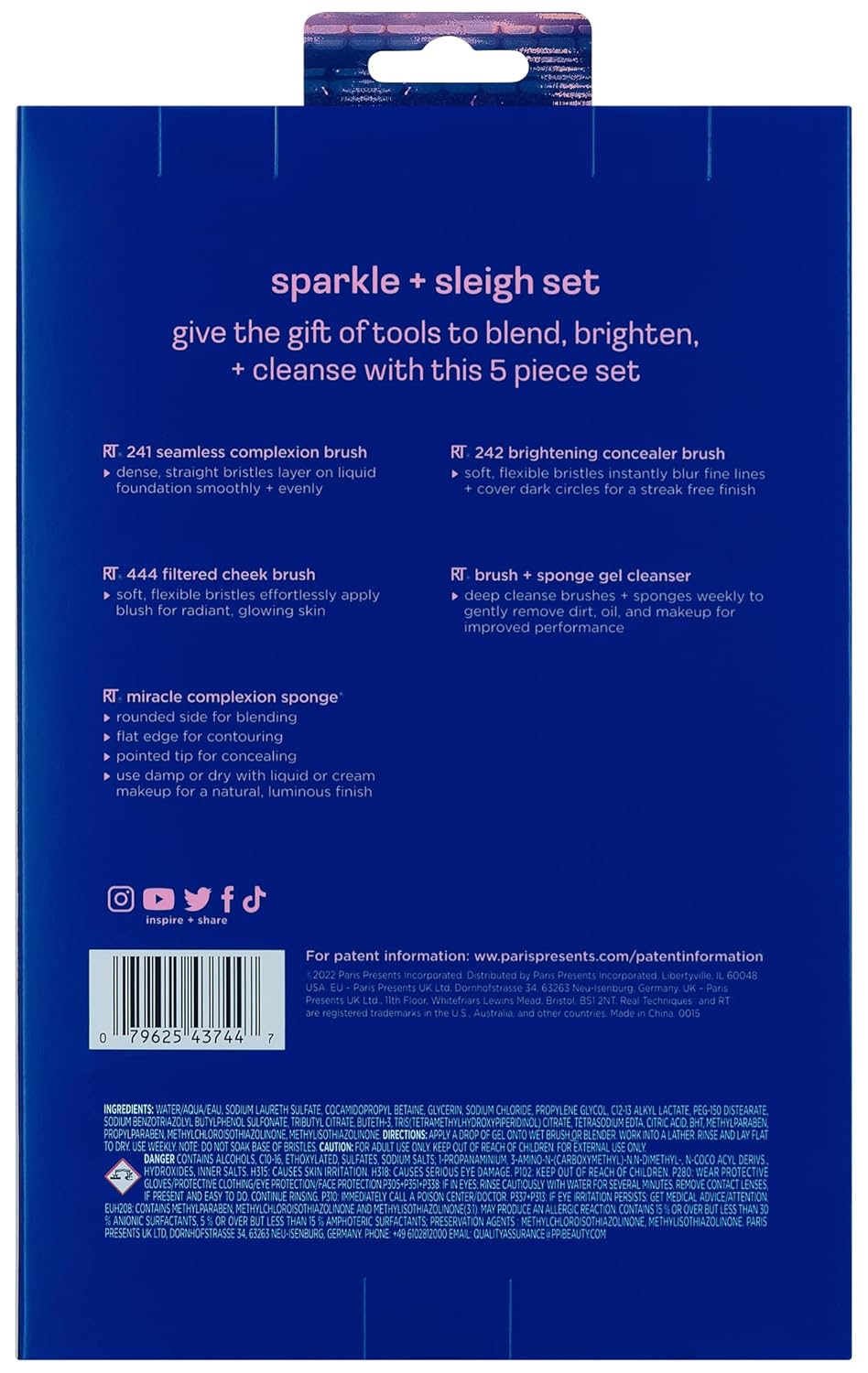 Real Techniques Limited Edition Sparkle + Sleigh Makeup Brush & Sponge Kit, Makeup Spone Blender & Face Brushes For Flawless Finish, 5 Piece Holiday Gift Set - Image 2