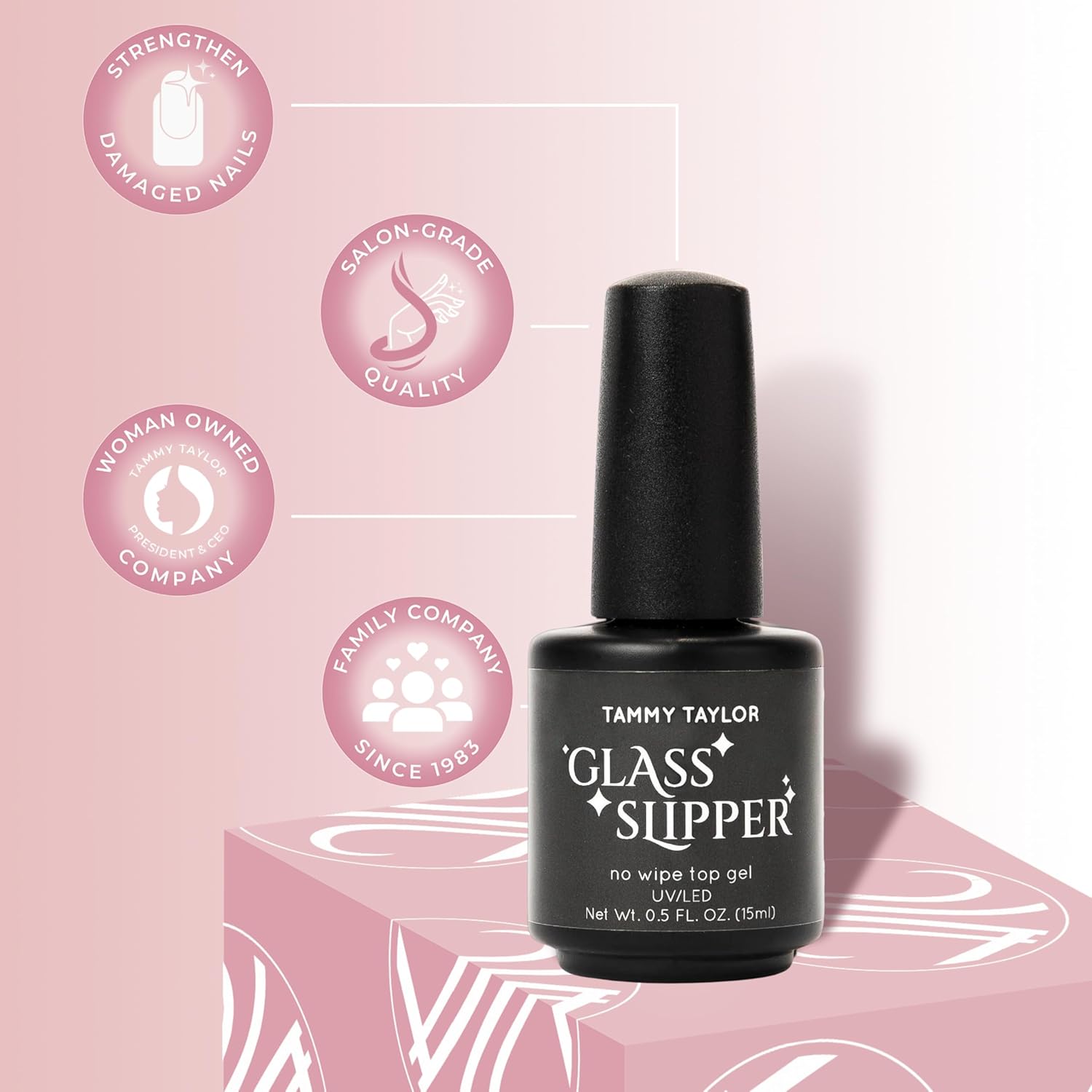 Tammy Taylor Glass Slipper No Wipe Gel Top Coat Nail Polish | Professional UV/LED Quick Cure Manicure Finish Gel | Non Yellowing, No Chip, High Gloss Clear Gel Polish for Acrylic Tips and Gelegance - Image 7