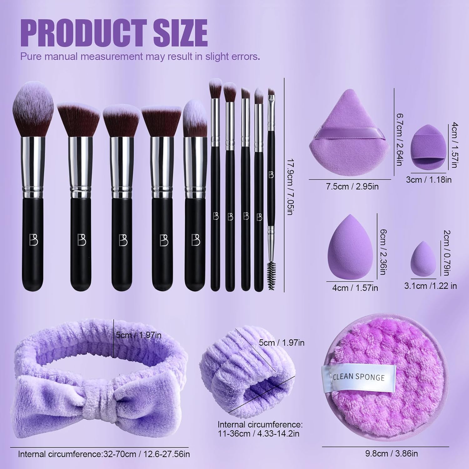BS-MALL Makeup Brushes Set 30 Pcs – Including Face Washing Puffs, Blush Powder Bronzer Foundation Eyeshadow Concealer Brushes, and Mini Makeup Sponge Makeup Sponges Set (Black) - Image 3