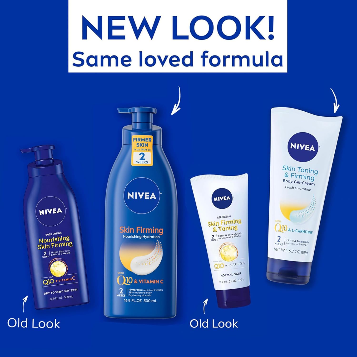 NIVEA Nourishing Hydration Skin Firming Body Lotion (16.9 Fl Oz) + Skin Firming & Toning Body Gel Cream with Hyaluronic Acid (6.7 Oz), Enriched with Q10 and Vitamin C - Image 2