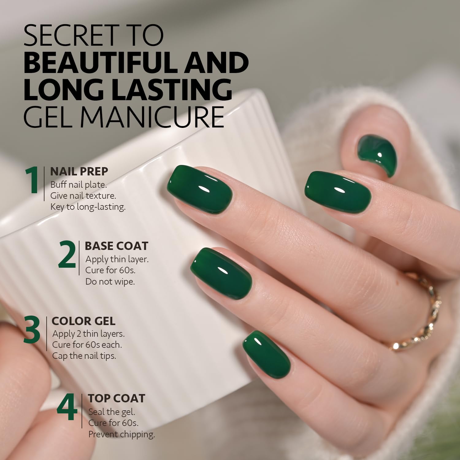 GAOY Green Gel Nail Polish, 16ml Soak Off Gel Polish, UV Light Cure for Nail Art DIY Manicure at Home, 2477 Emerald Green - Image 4