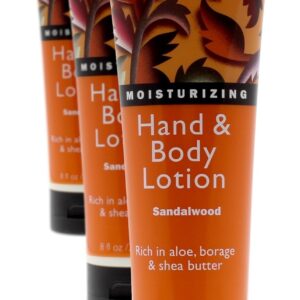 ShiKai Sandalwood Hand & Body Lotion (8oz, Pack of 3) | Daily Moisturizing Skincare for Dry and Cracked Hands | With Aloe Vera & Vitamin E