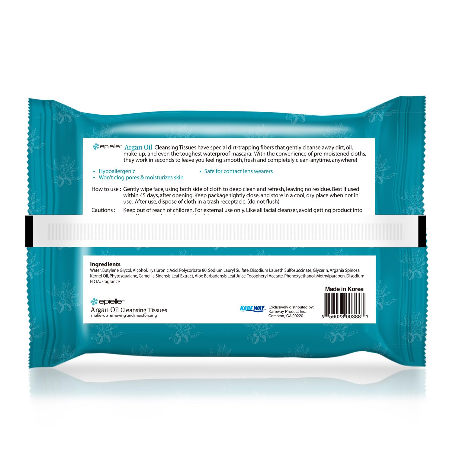 Epielle Argan Oil Makeup Remover Cleansing Wipes Tissue | Gentle for all Skin Types | Daily Facial Cleansing Towelettes | Removes Dirt, Oil, Makeup (Pack of 6) - Image 2