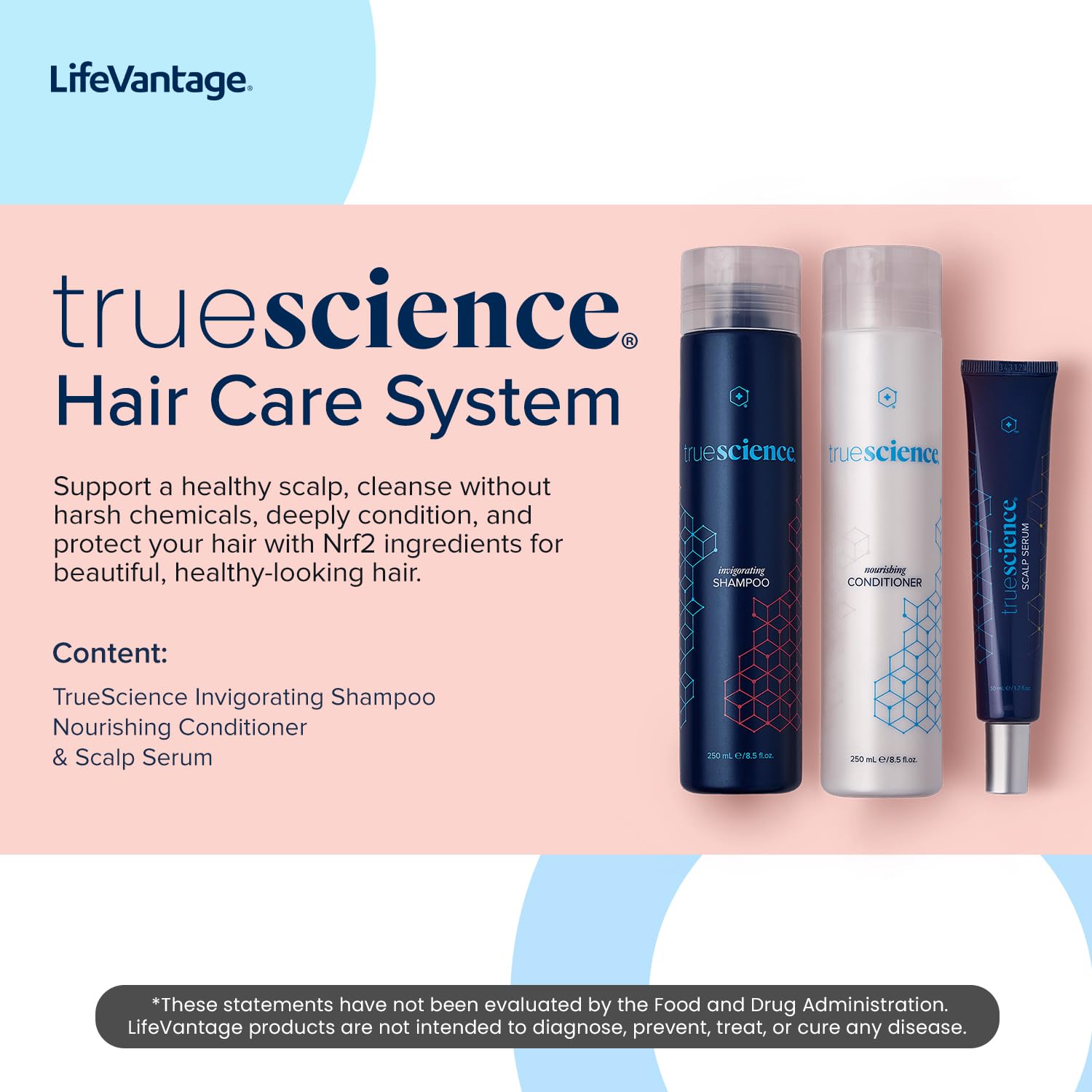 LifeVantage TrueScience Hair Care System Includes TrueScience Nourishing Hair Shampoo 250ml, Conditioner 250ml and Scalp Serum 50ml. - Image 5