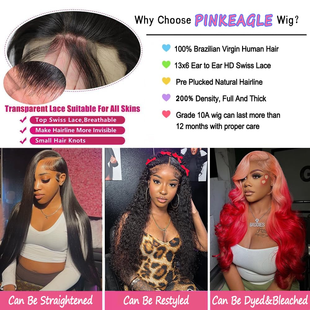 30 Inch 13x6 Lace Front Wigs Human Hair 200% Density Body Wave HD Lace Front Wigs Human Hair Pre Plucked Glueless 13x6 Full Frontal Wig for Women Natural Black - Image 3