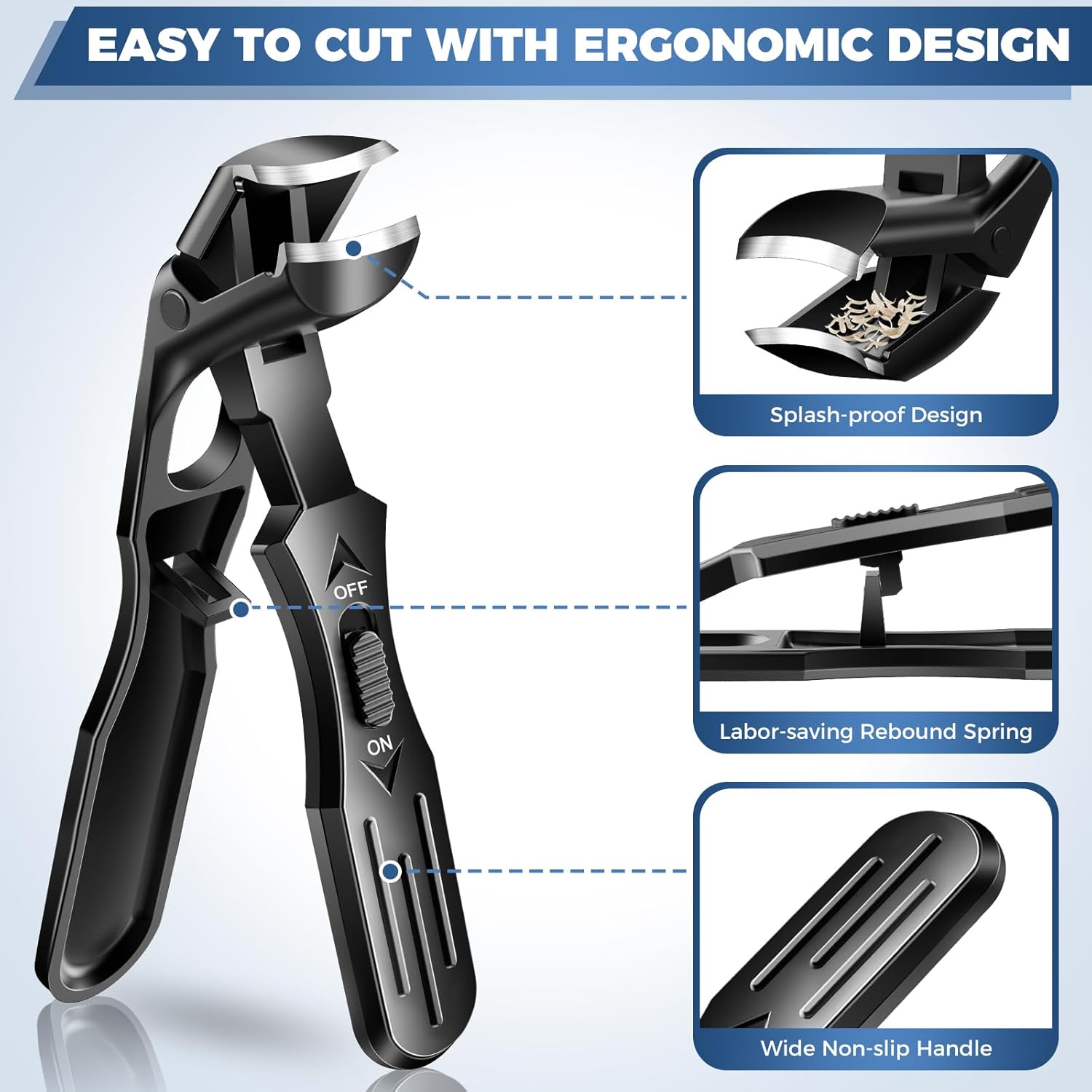 Toenail Clippers for Seniors Thick Toenails, Upgrade Angled Nail Clipper for Seniors, Toe Nail Clippers for Men with Wide Jaw Opening, Sharp Heavy Duty Fingernail Clipper Cutter with Catcher - Image 4