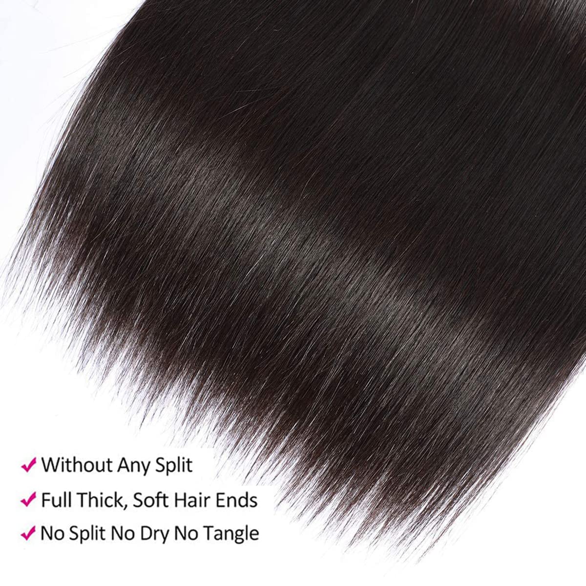 Straight Bundles Human Hair 100% Unprocessed 12A Brazilian Hair 16 18 20 Inch 3 Bundles Deals Human Hair Double Weft Natural Black - Image 4