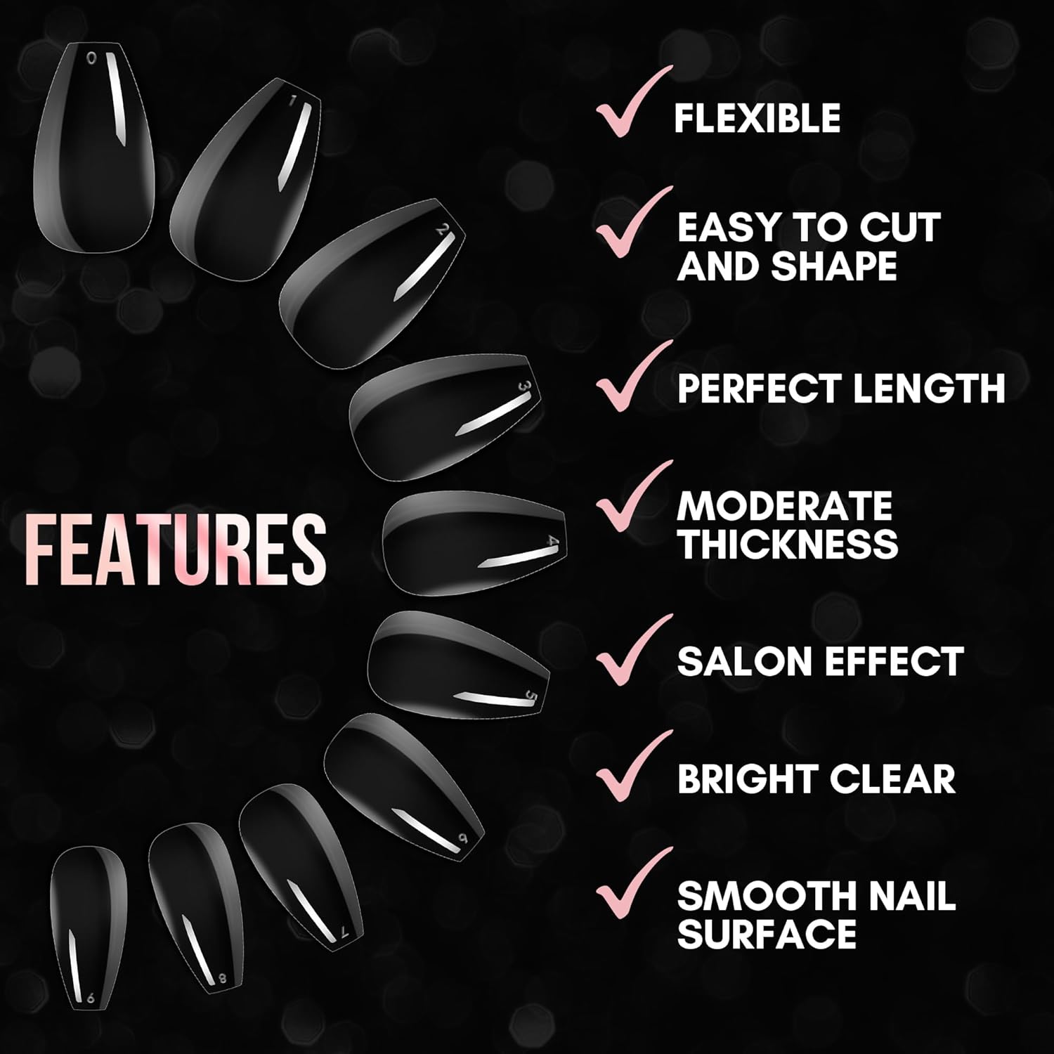 Makartt Short Coffin Clear Nail Tips, 500pcs Press on Full Cover Fake Ballerina Nails Tip Extension 10 Sizes Long Lasting Soak Off False Acrylic Kit for Home & Salon Use - Image 6
