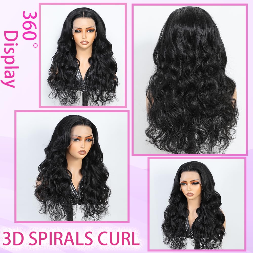 30 Inch 13x6 Body Wave Lace Front Wigs Human Hair 200 Density HD Transparent Lace Frontal Wigs Pre Plucked Glueless Wigs Human Hair Wig For Black Women (Black, 30 Inch, body) - Image 5
