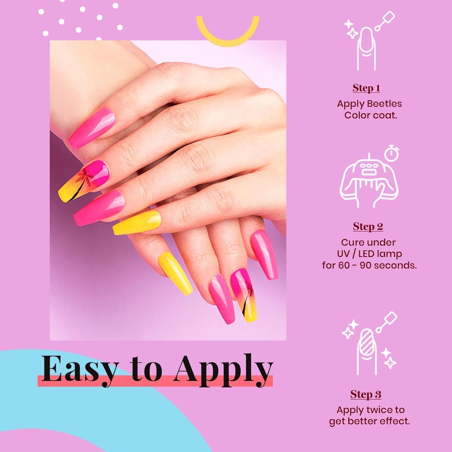 Beetles Hot Pink Gel Nail Polish 1Pcs 15ml Neon Pink Gel Nail Polish Bright Color Soak Off Uv LED Nail Lamp for Women DIY Manicure Gifts for Mom - Image 5
