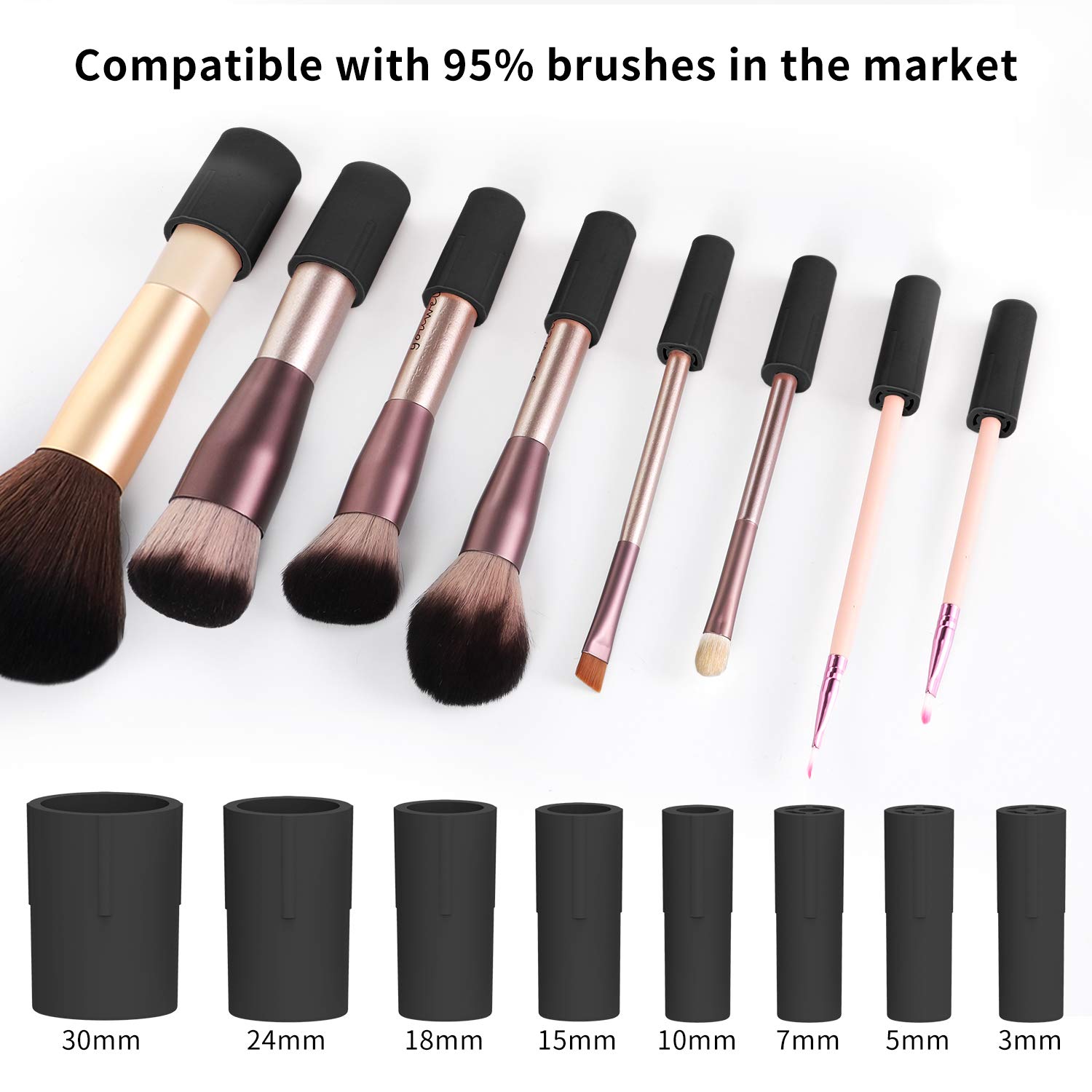Senbowe Upgraded Makeup Brush Cleaner and Dryer Machine, Electric Cosmetic Automatic Brush Spinner with 8 Size Rubber Collars, Wash and Dry in Seconds, Deep Cosmetic Brush Spinner for All Size Brushes - Image 4
