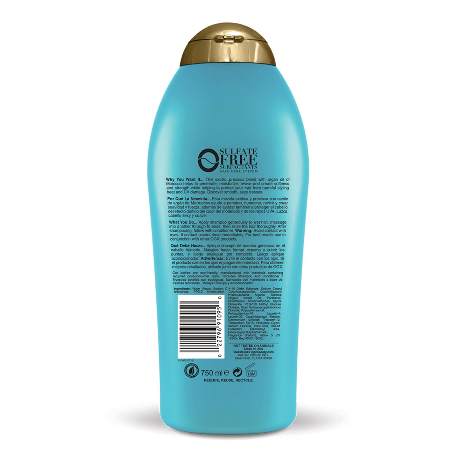 OGX Renewing + Argan Oil of Morocco Shampoo, Damage Repair Shampoo & Argan Oil to Help Strengthen & Repair Dry, Damaged Hair, Paraben-Free, Sulfate-Free Surfactants, 25.4 fl. oz - Image 10