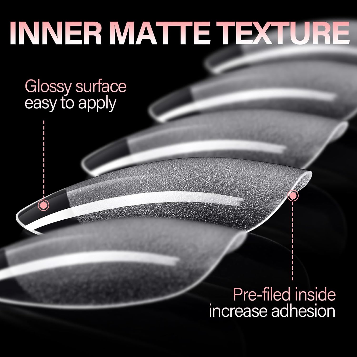 AILLSA Short Almond Nail Tips Pre-Shaped Acrylic Nail Tips Half Matte Full Cover Nails Tips Clear Gelly Press on Flase Tip Nail for Extension Nail Manicure Home DIY 240PCS 15Sizes - Image 4