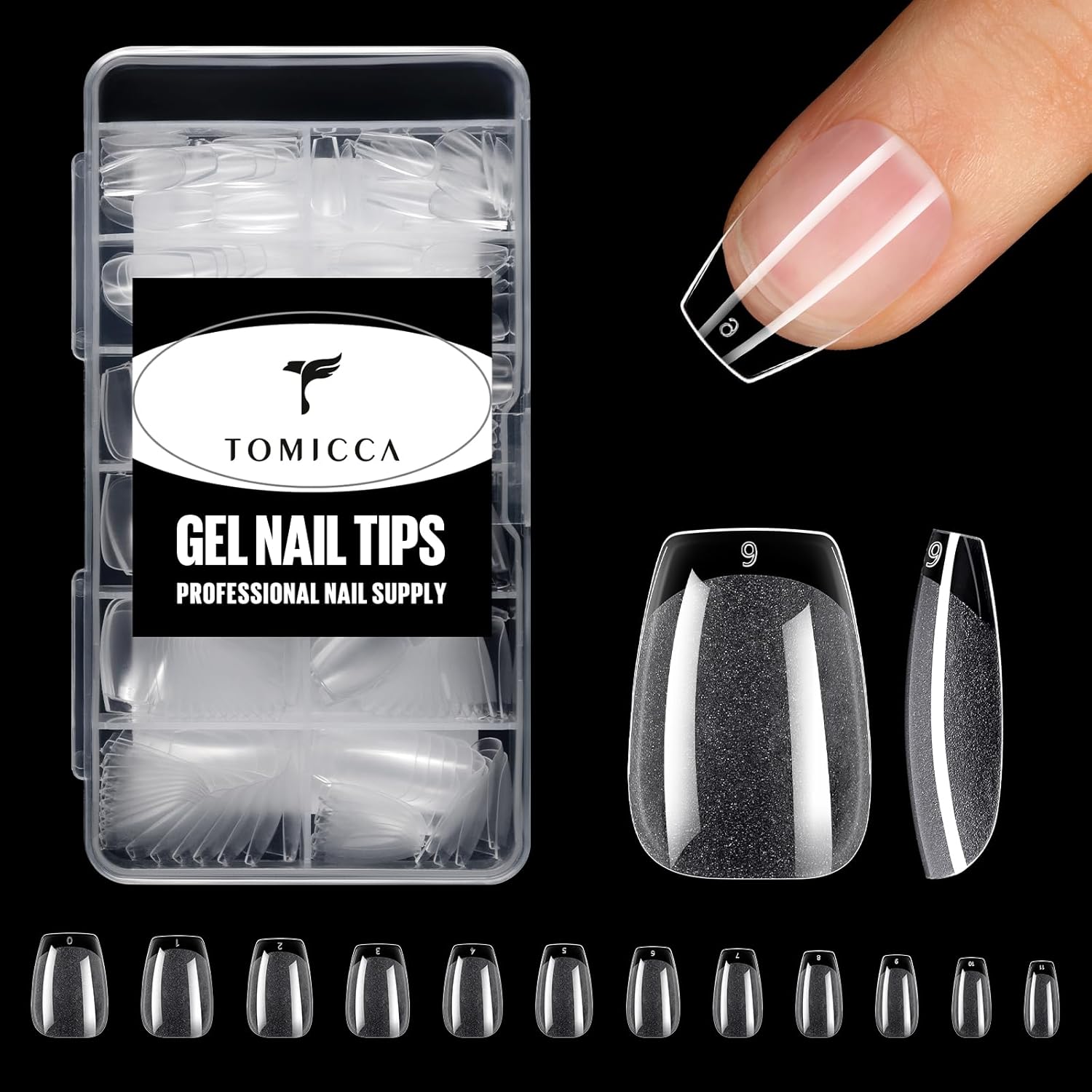 TOMICCA Clear Nail Tips Acrylic Nails 240Pcs Short Coffin Acrylic Nail Kit Gel Nail Tips Pre-shape Clear Nails for Beginner and Professional DIY Salon 12 Sizes - Image 8