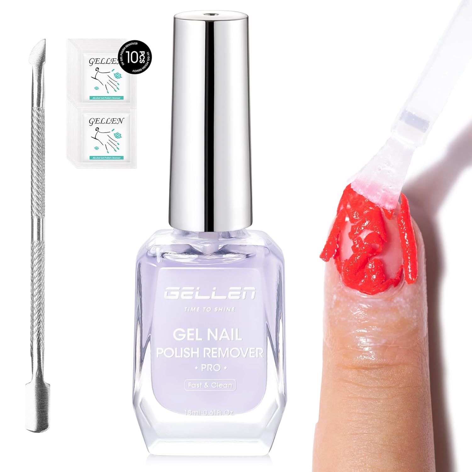 Gellen Gel Nail Polish Remover, Gel Remover for Nails Quickly in 2-5 Minutes, Easy Use No Need to Soak or Wrap, Professional Nail Gel Remover Kit