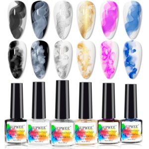 Blooming Nail Polish - Marble Ink for Nails Watercolor Nail Art Design for Spreading Flower Blossom Effect Home DIY Nail Salon