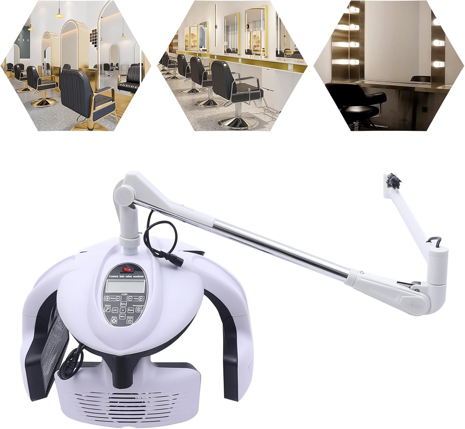 Hairdressing Hair Dryer 1250w Wall Mounted Hair Dryer Salon Infrared Rolling Hood Hair High Efficiency Color Processor with 5 Heated Plates Adjustable Swing Arm for Barbershops - Image 3