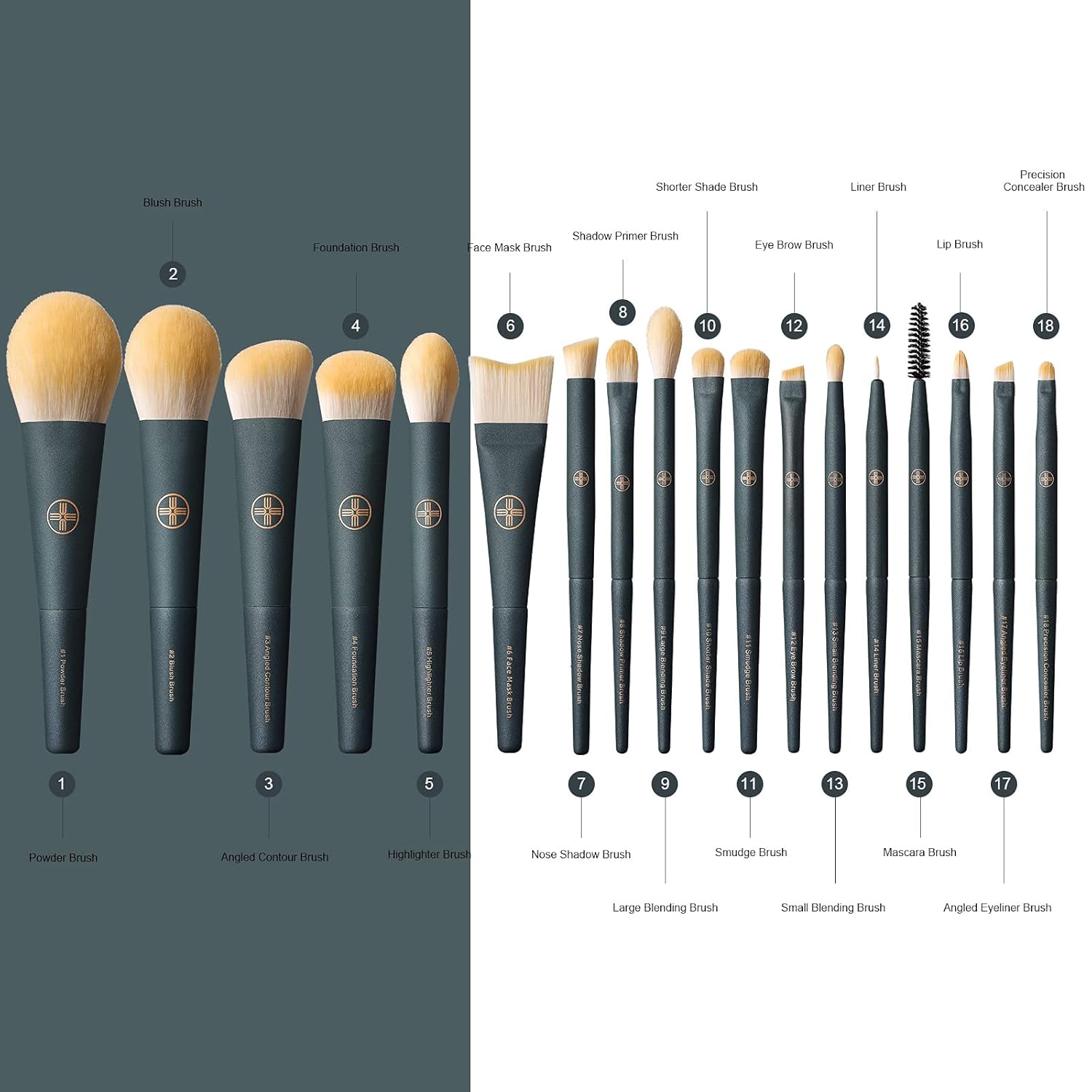 EIGSHOW Makeup Brushes 18pcs Professional Makeup Brush Travel Set with Eco Cylinder 2Cups Holder, Premium Synthetic Foundation Powder Concealer Blush Blending Eye Lip Brush Kit - Cruelty Free - Image 2