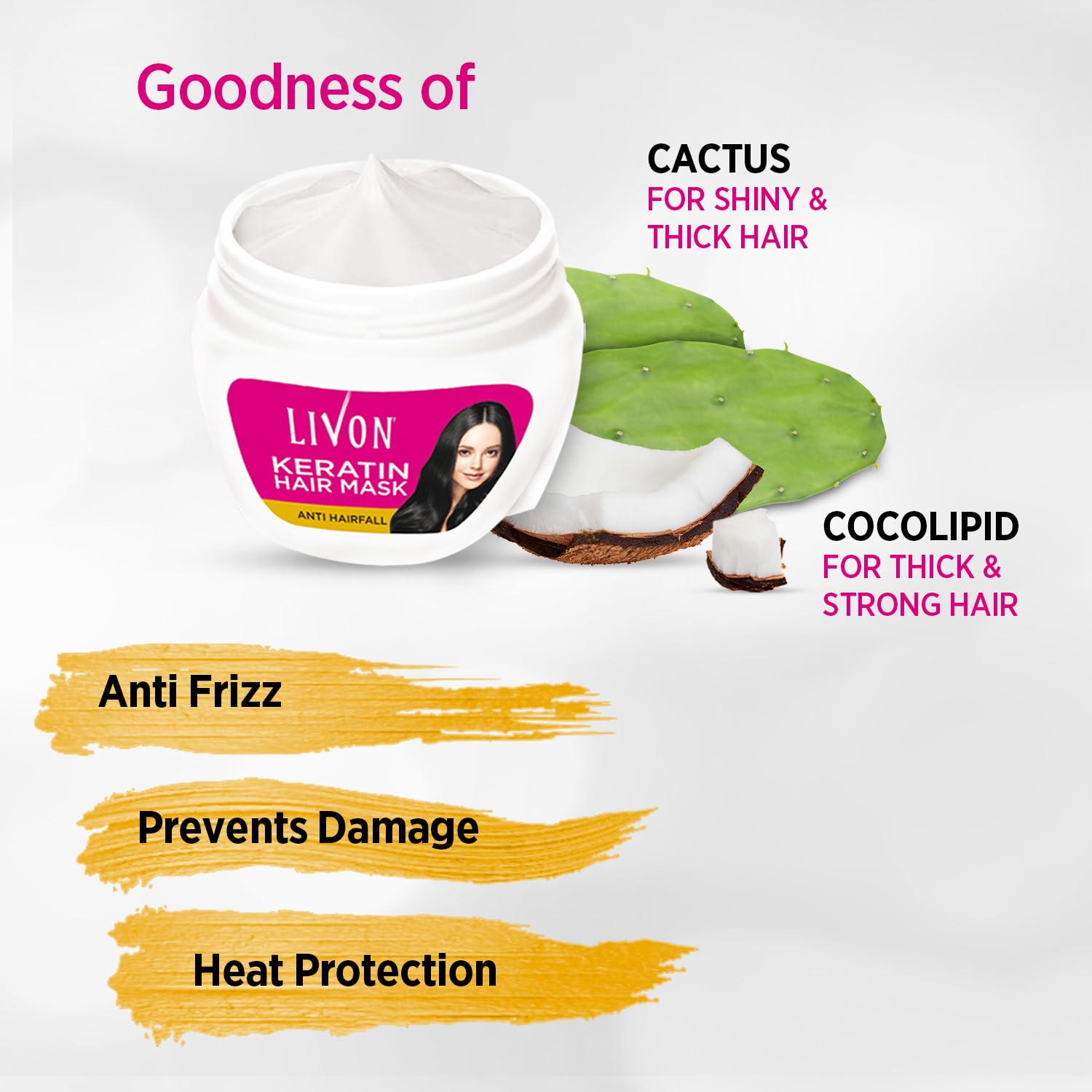 Livon Keratin Anti-Hair Fall Hair Mask 15.2 Fl. oz Conditioning Treatment for All Hair Types - Image 4