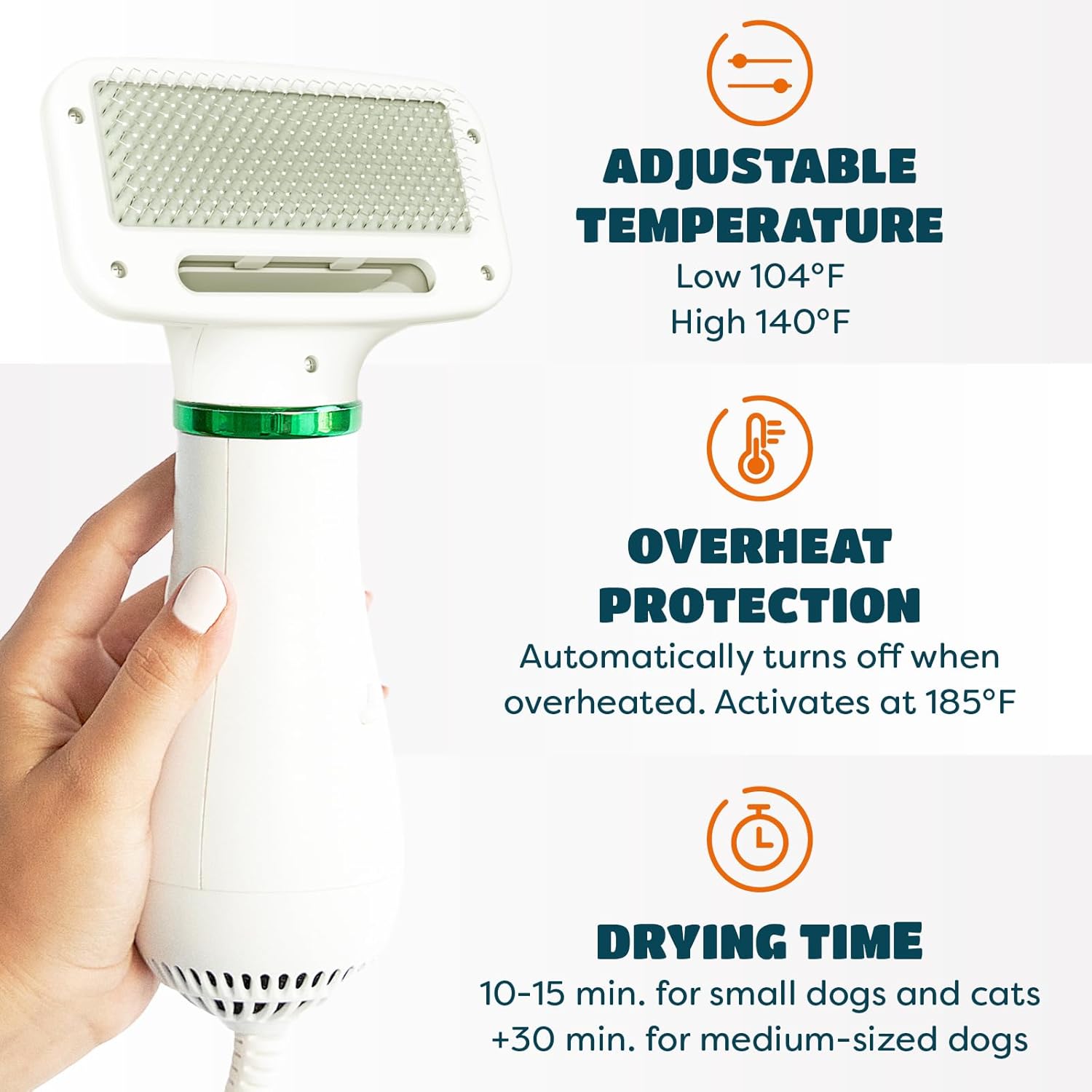 Gentle 2-in-1 Pet Dryer Grooming Tool for Small Dogs and Cats Adjustable Heat 300 Watts - Image 3