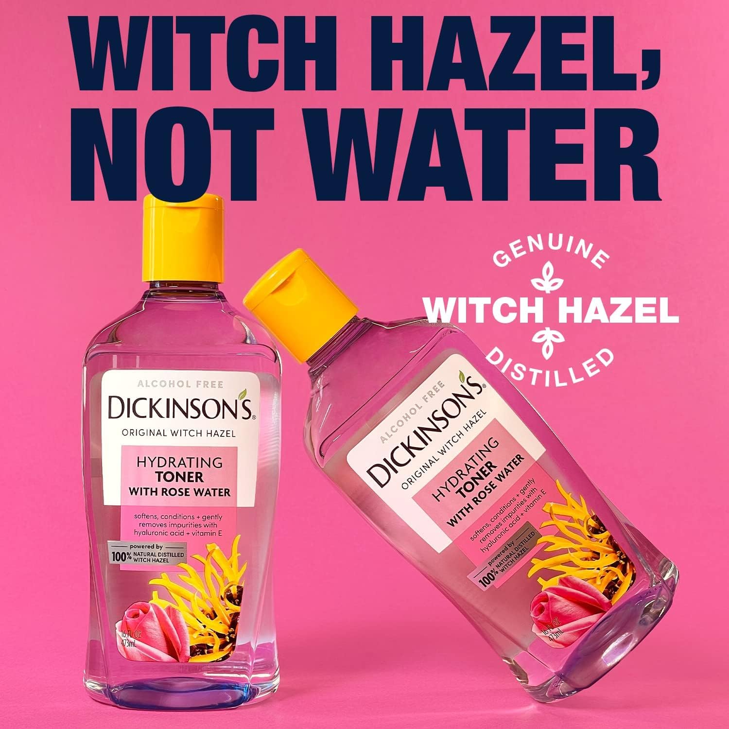 Dickinson's Enhanced Witch Hazel Hydrating Toner with Rosewater, Alcohol Free, 98% Natural Formula, 16 Fl Oz (Pack of 1) - Image 5