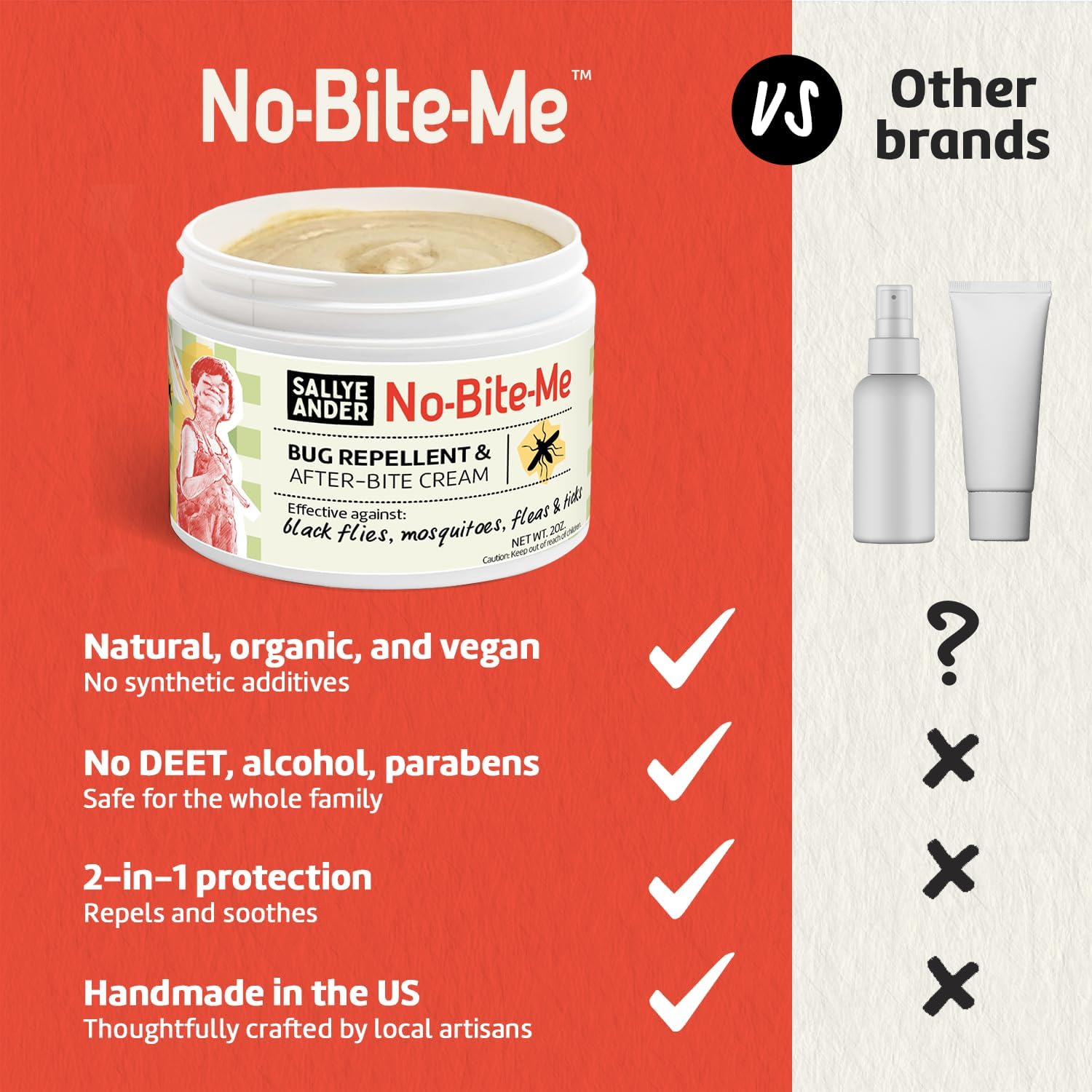 SALLYEANDER No Bite Me All-Natural Bug & Insect Repellent - Anti Itch Cream - 2 oz - Safe for Kids and Infants - Repels Mosquitoes, Black Flies, Fleas, and Ticks - Image 5