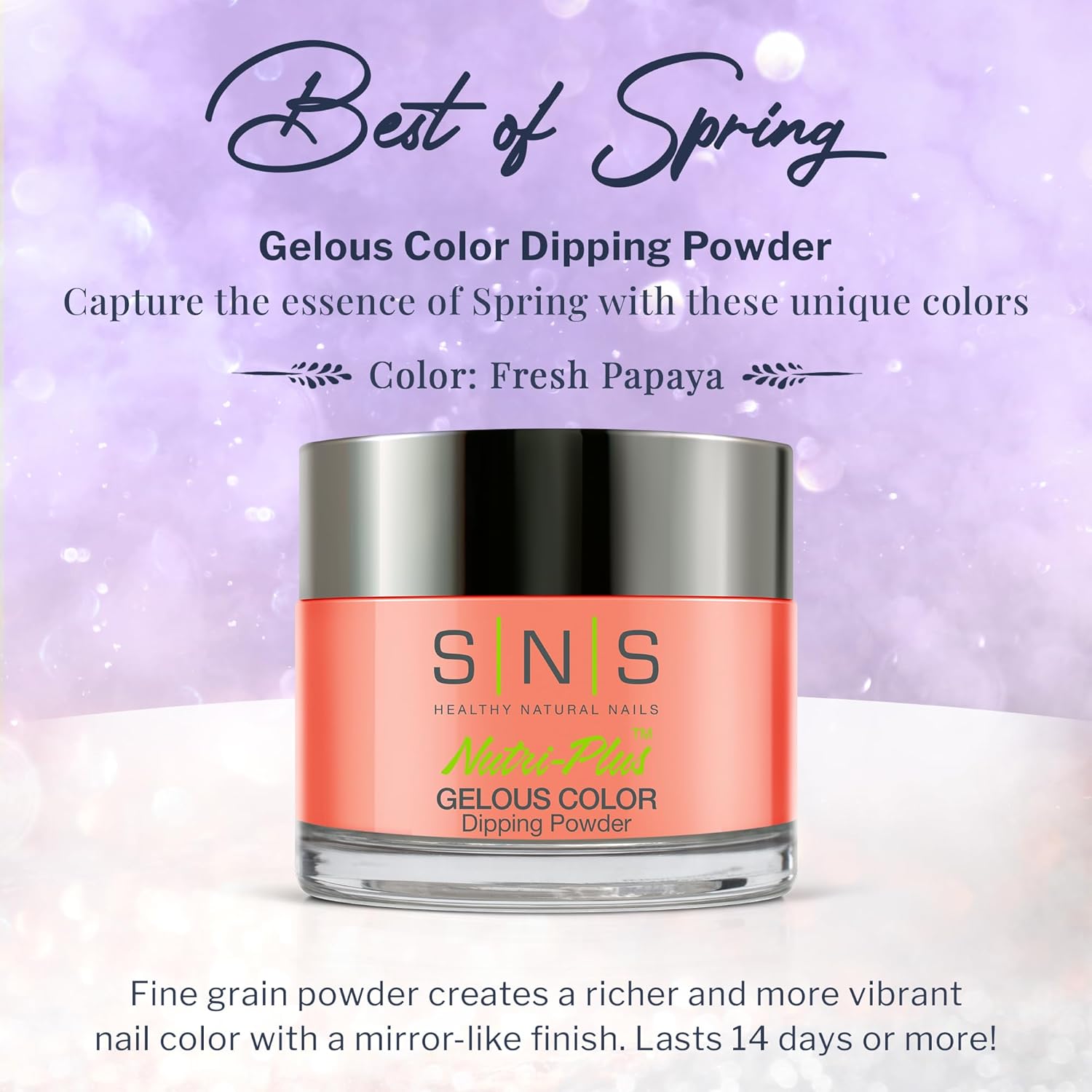 SNS Nail Dip Powder, Gelous Color Dipping Powder - Fresh Papaya (Peach/Coral, Shimmer), BOS05 - Long-Lasting Acrylic Nail Color & Polish Lasts 14 Days - Low-Odor & No UV Lamp Required - 1 oz - Image 2