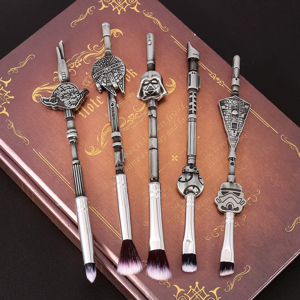 5Pcs Profession Star Makeup Brushes - Wars Professional Cosmetic Brushes Foundation Blending Blush Eye Shadows Face Powder Fan Brushes Kit for Fans - Image 4