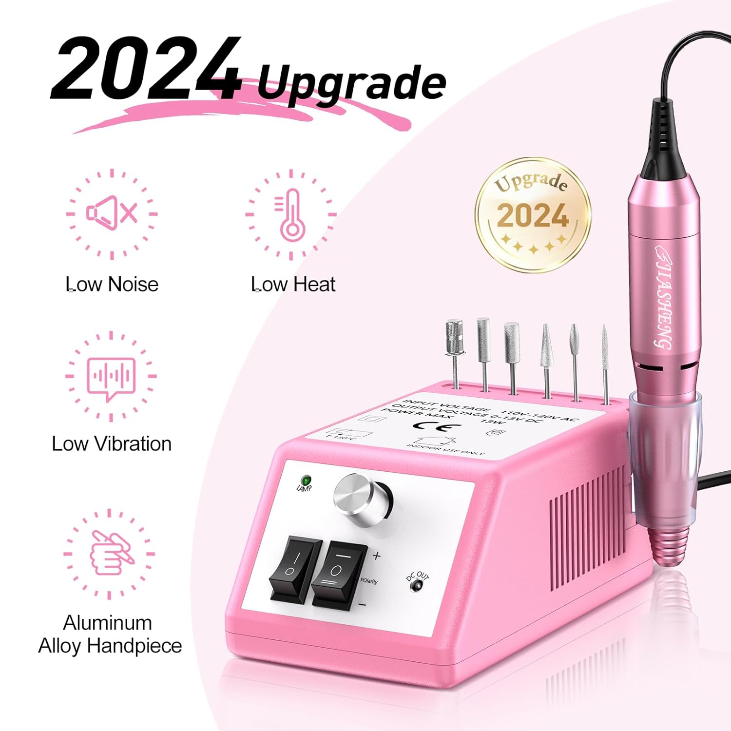 Pink Professional 20000 RPM Electric Nail Drill Kit Acrylic Gel Manicure Polish Remover with Sanding Bands - Image 2