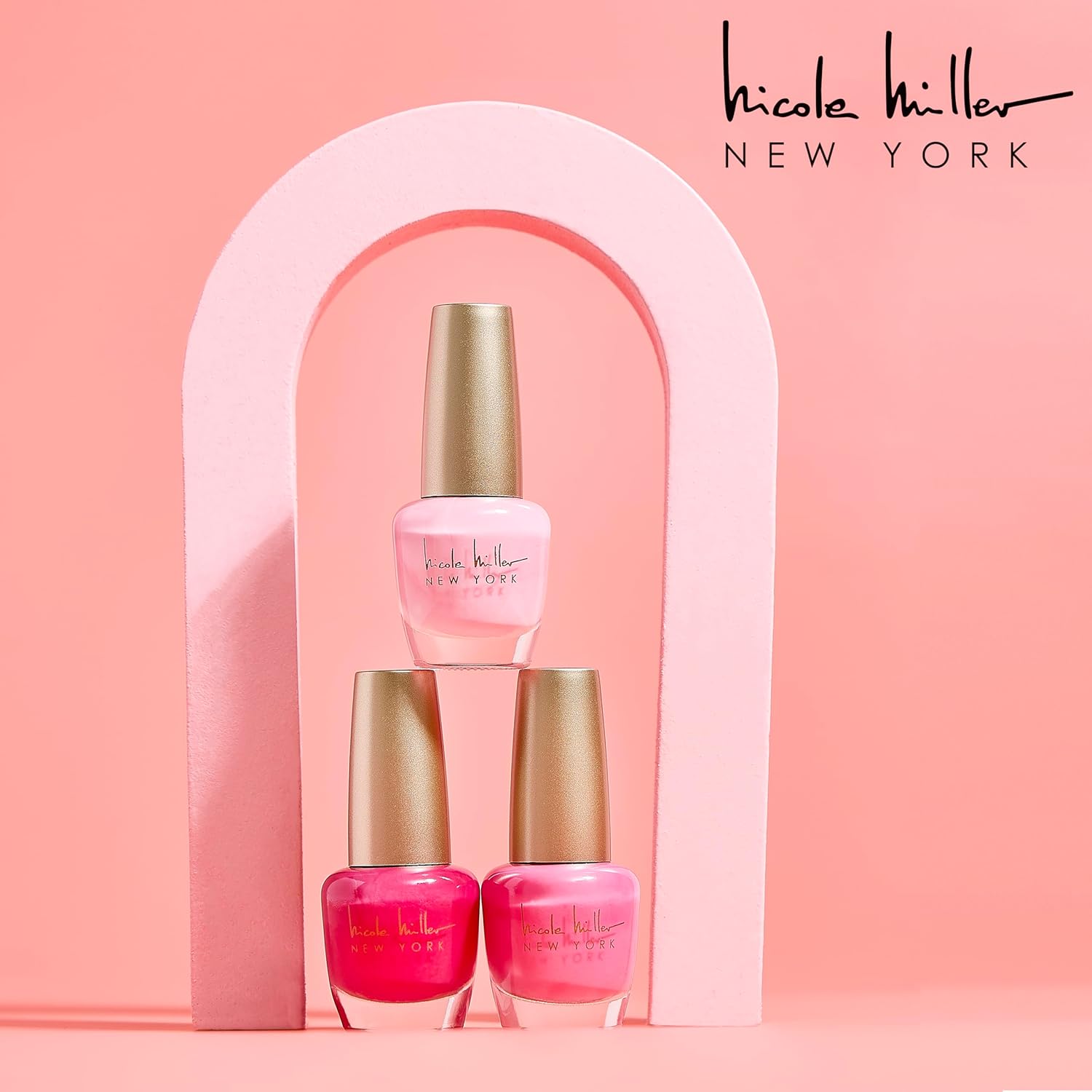 Nicole Miller 5 Piece Pink Shimmery Nail Polish Set, Long-Lasting Shine - Image 4
