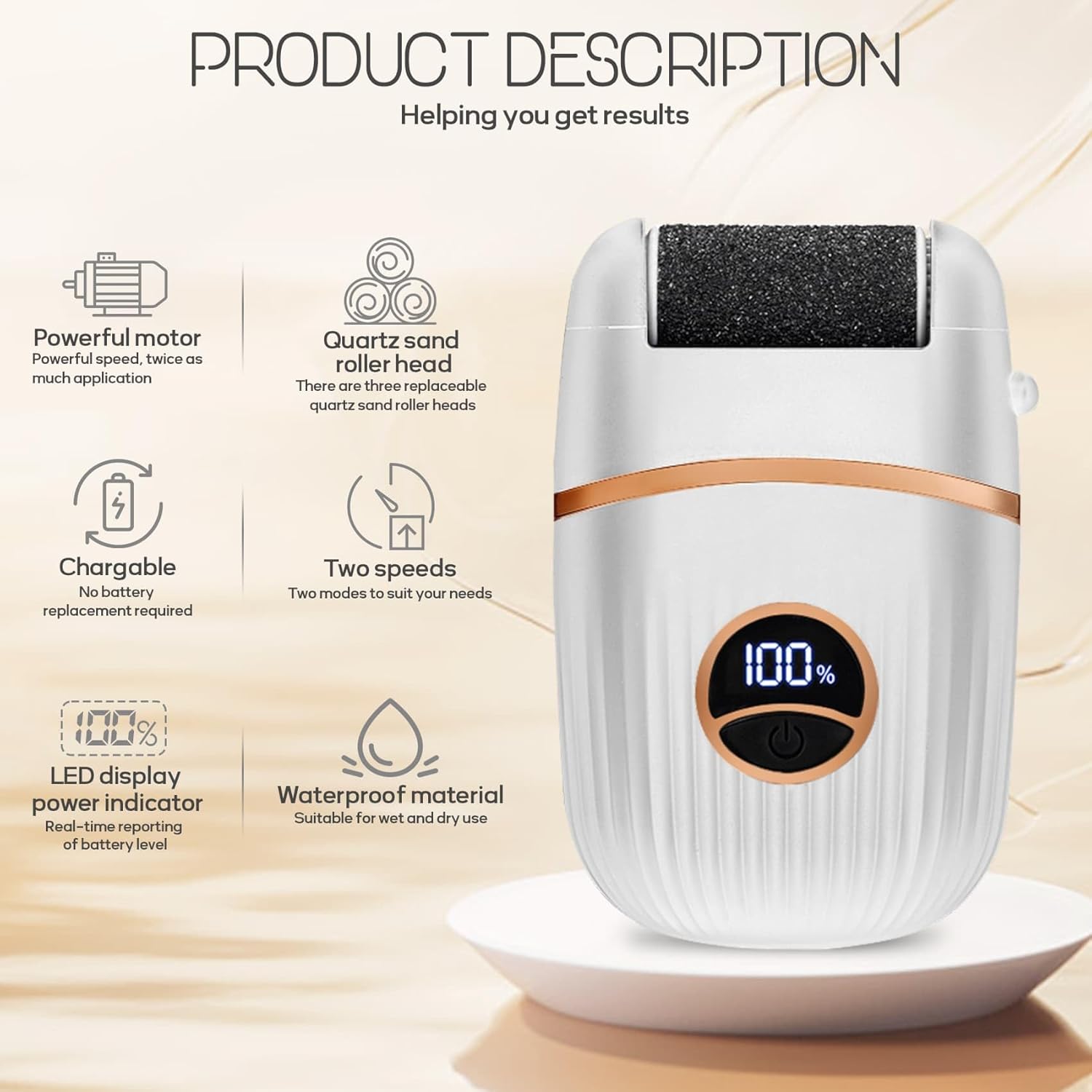 Automatic Callus Remover for Feet, Rechargeable Pedicure Tools for Feet, Electric Foot Callus Remover with 3 Roller Heads 2 Speed, Waterproof Foot File Perfect for Dead Hard Cracked Dry Skin - Image 2
