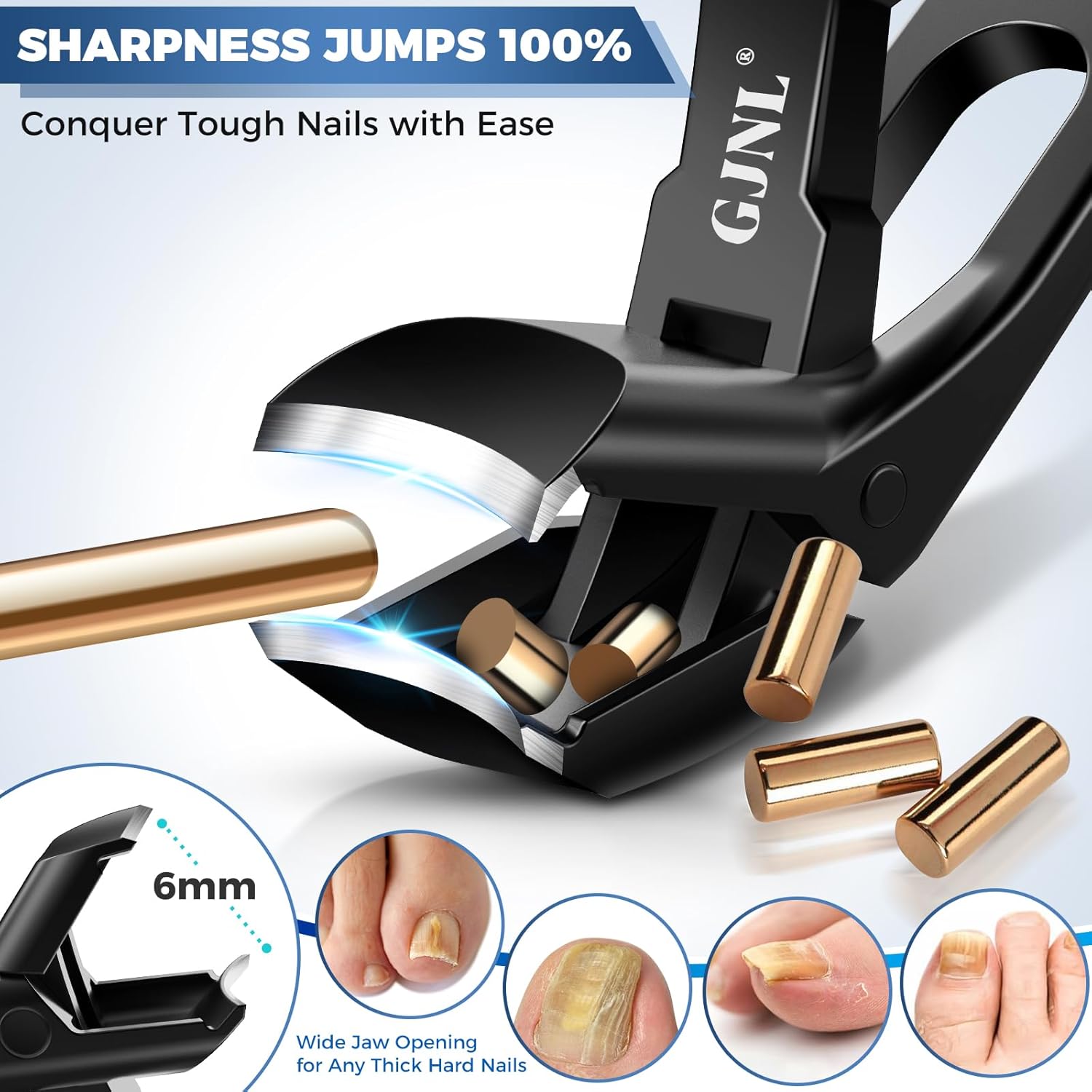 Toenail Clippers for Seniors Thick Toenails, Upgrade Angled Nail Clipper for Seniors, Toe Nail Clippers for Men with Wide Jaw Opening, Sharp Heavy Duty Fingernail Clipper Cutter with Catcher - Image 3