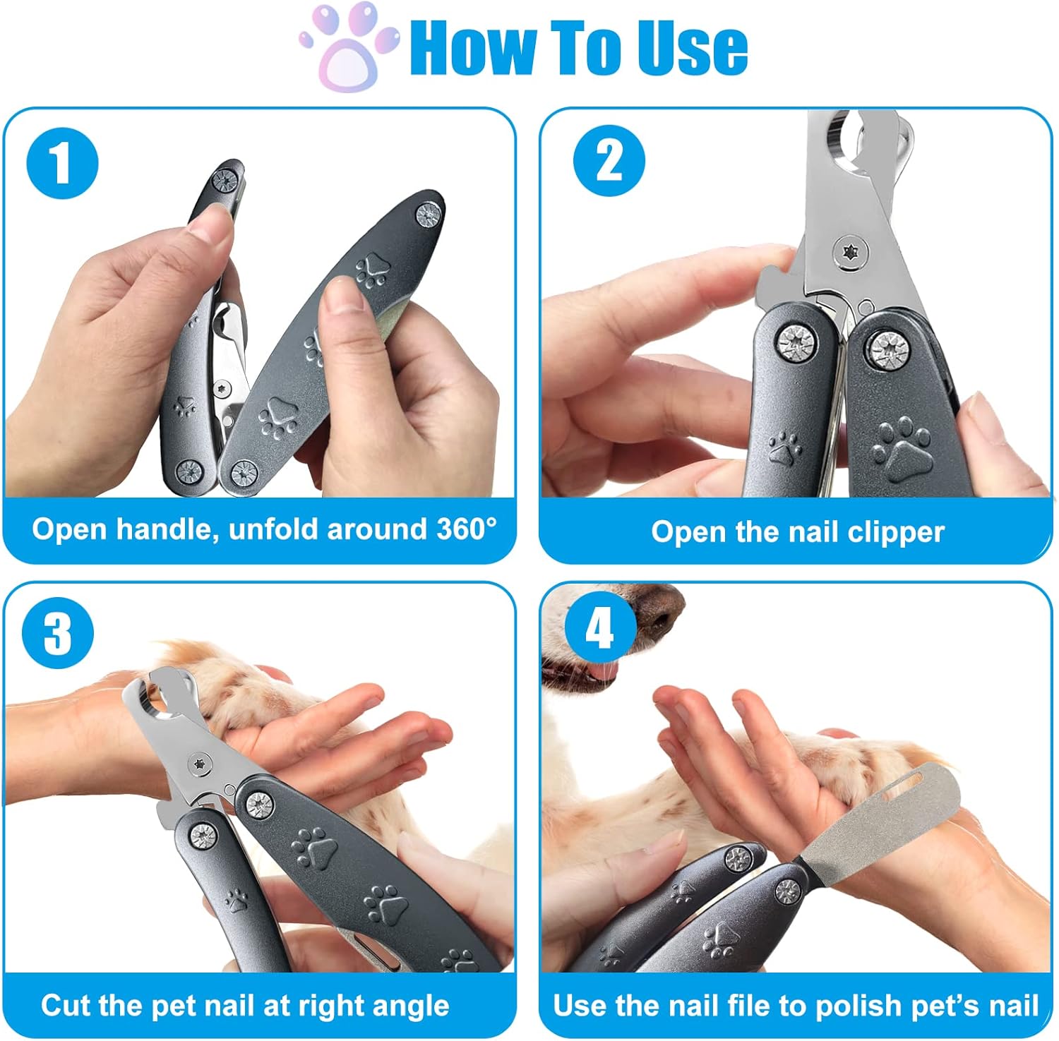 Best Dog Nail Trimmers for Anxiety Sensitive Dogs, Quiet Sharpest Smoothest Nail Clippers for Large Dog Medium Small, Professional Stainless Steel with Nail File & Comb, Left-Handed Friendly - Image 5