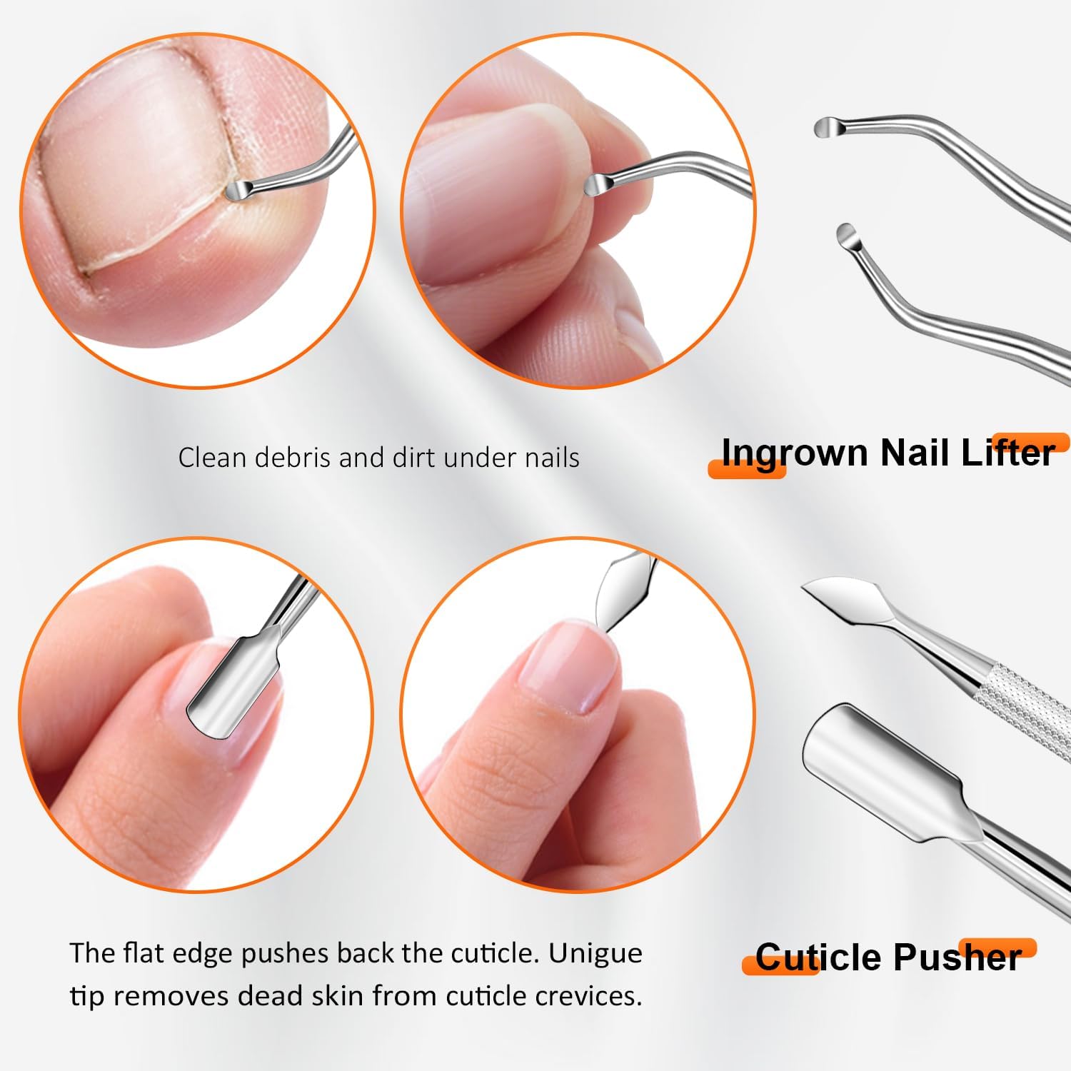 Nail Clippers Set, CLPPNA Angled Head Long Handled Toenail Clippers for Thick Toenails, Sharp Heavy Duty Ingrown Toenail Clippers with Wide Jaw, Podiatrist Nail Clippers for Seniors and Men - Image 6