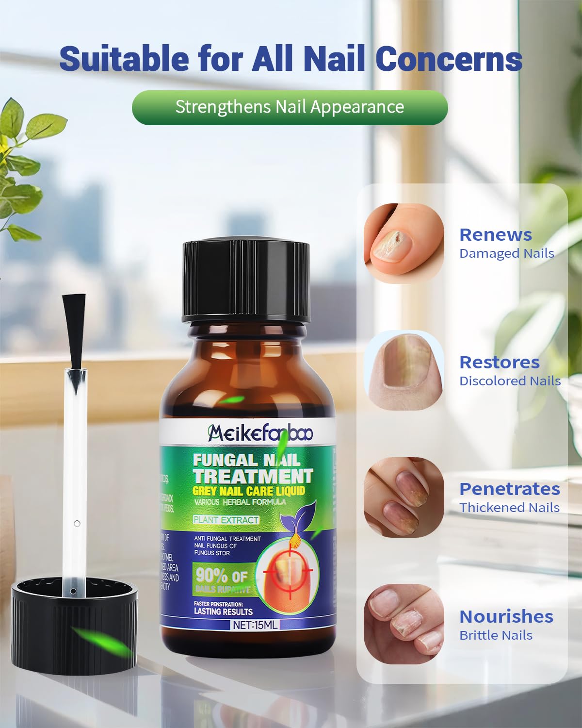 Nail Care Solution with Tea Tree Oil for Nails – Fast-Absorbing, Hydrating Nail Serum for Fingernails & Toenails – Botanical Herbal Formula Supports Healthy-Looking Nails – 0.50 Fl Oz (2 Pack) - Image 2