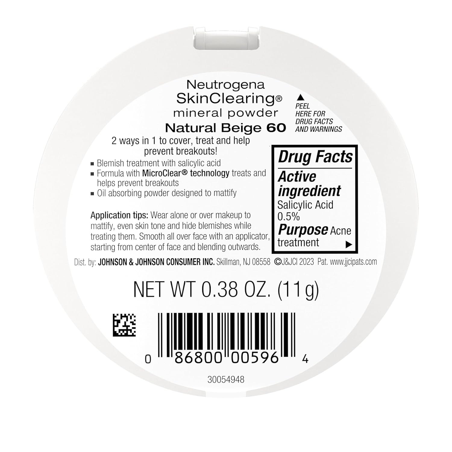 Neutrogena SkinClearing Mineral Acne-Concealing Pressed Powder Compact, Shine-Free & Oil-Absorbing Makeup with Salicylic Acid to Cover, Treat & Prevent Breakouts, Natural Beige 60,.38 oz (Pack of 2) - Image 8