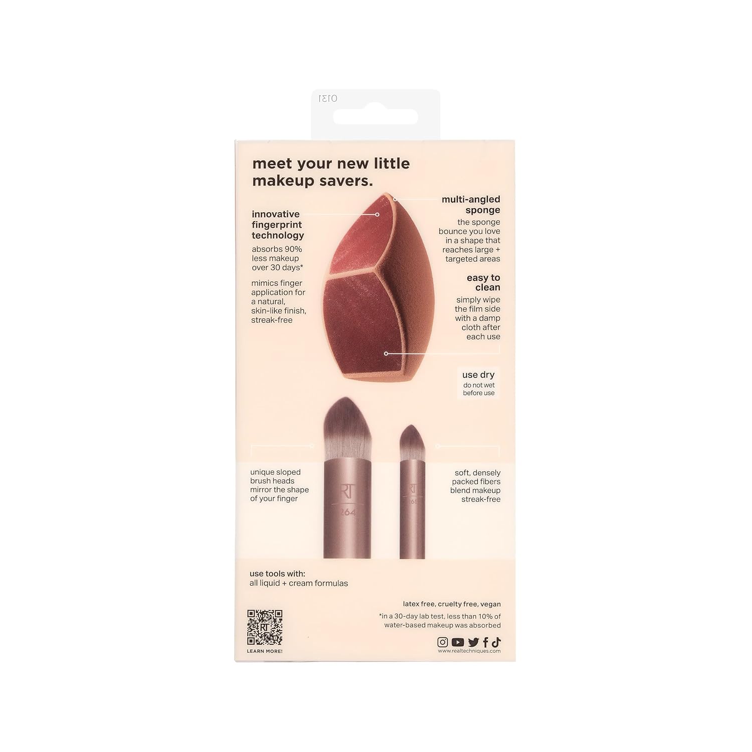 Real Techniques Makeupsaver Sponge + Brush Trio, Makeup Blending Sponge & Brushes For Liquid & Cream Formulations, Natural Finish & Reduces Makeup Waste, Cruelty & Latex-Free 3 Piece Set - Image 18